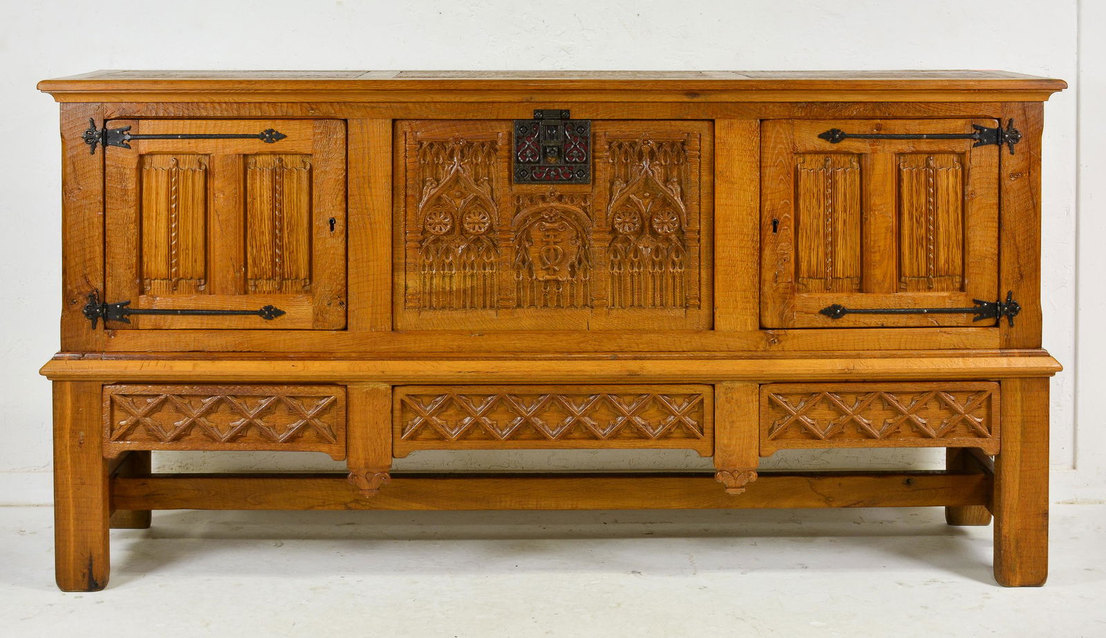 European Oak Gothic Carved Sideboard / Server (1 of 5)