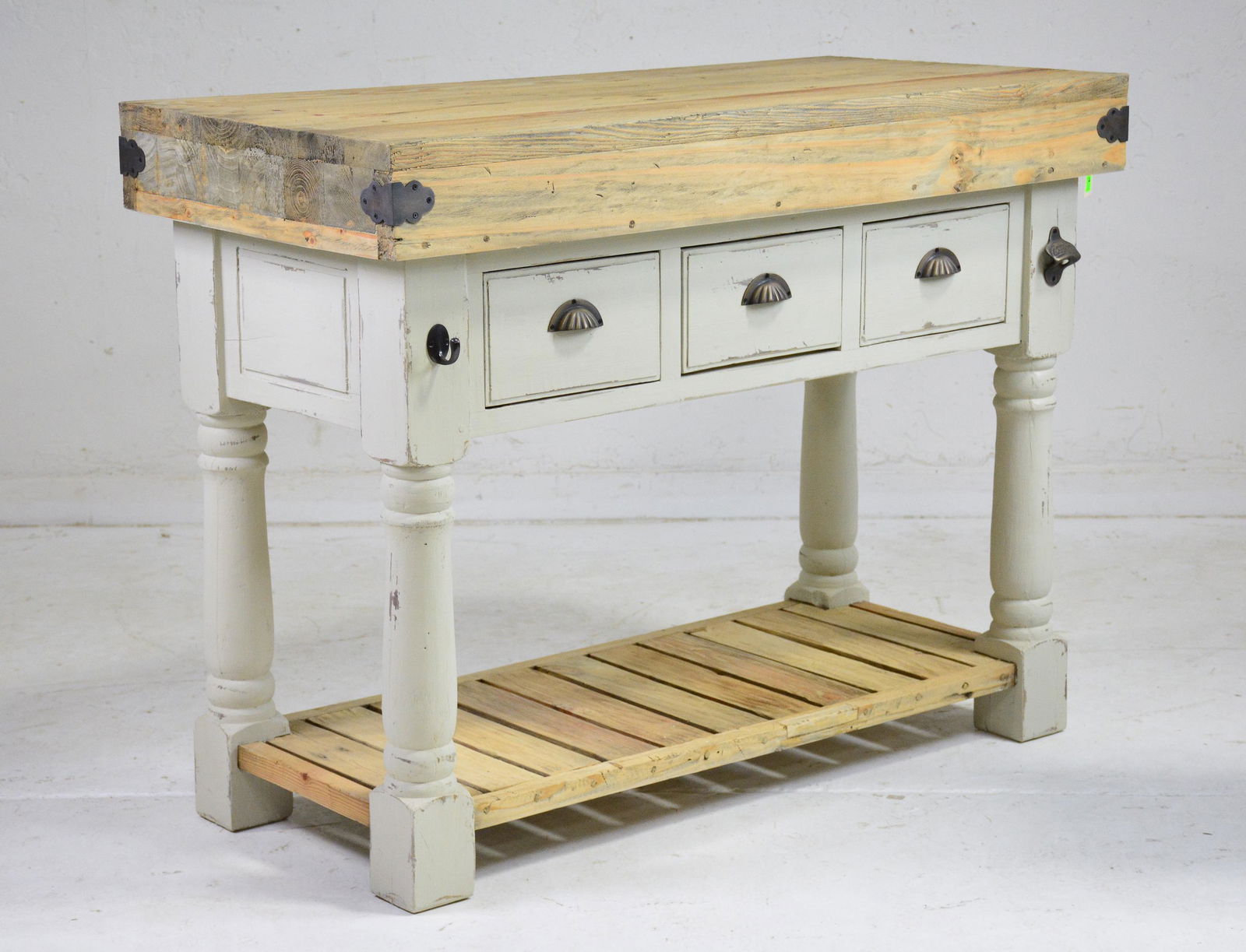 Farm House 3 Drawer Painted Kitchen Island (1 of 4)