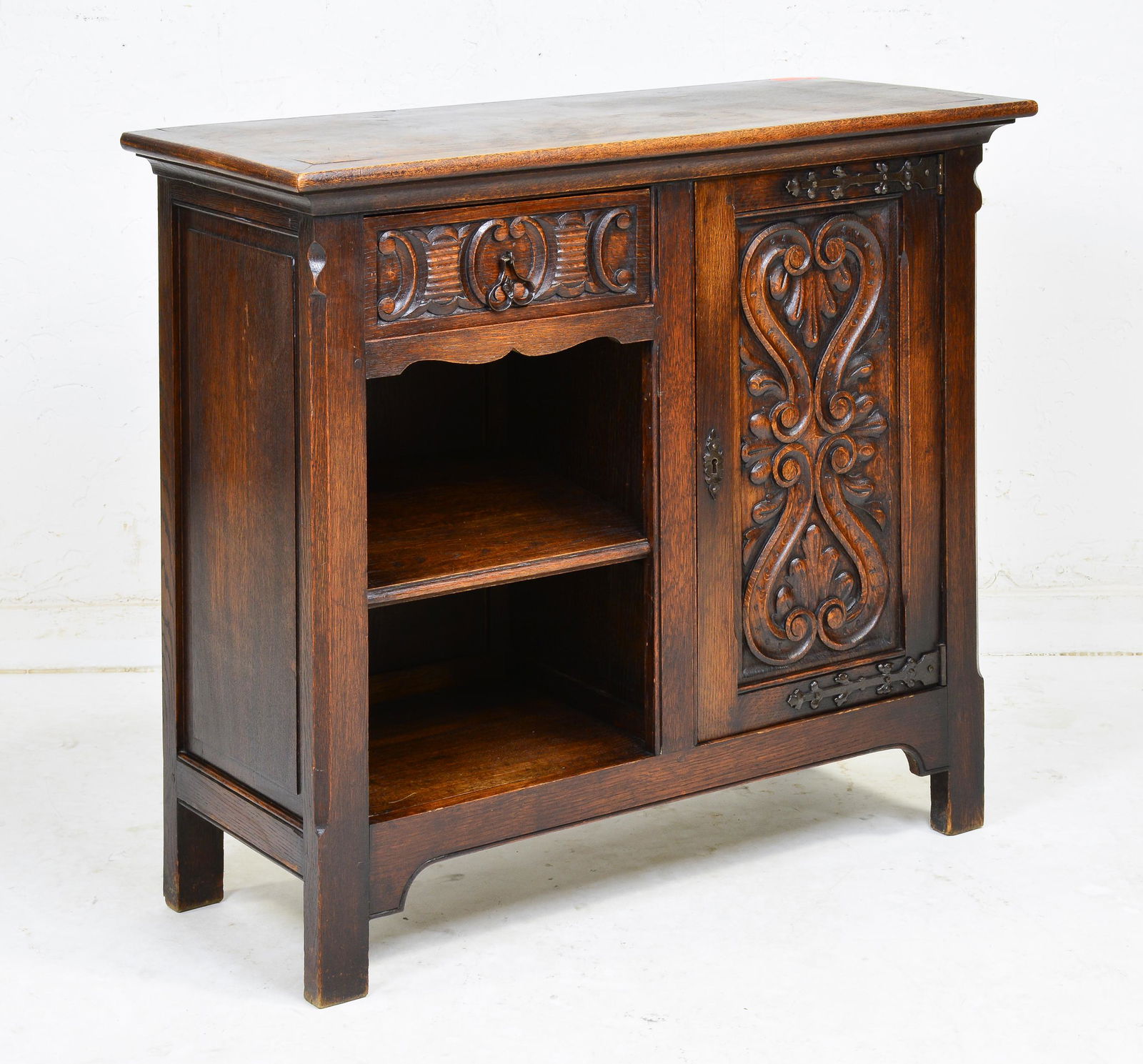 French Style Carved Oak Hall Cabinet (1 of 4)