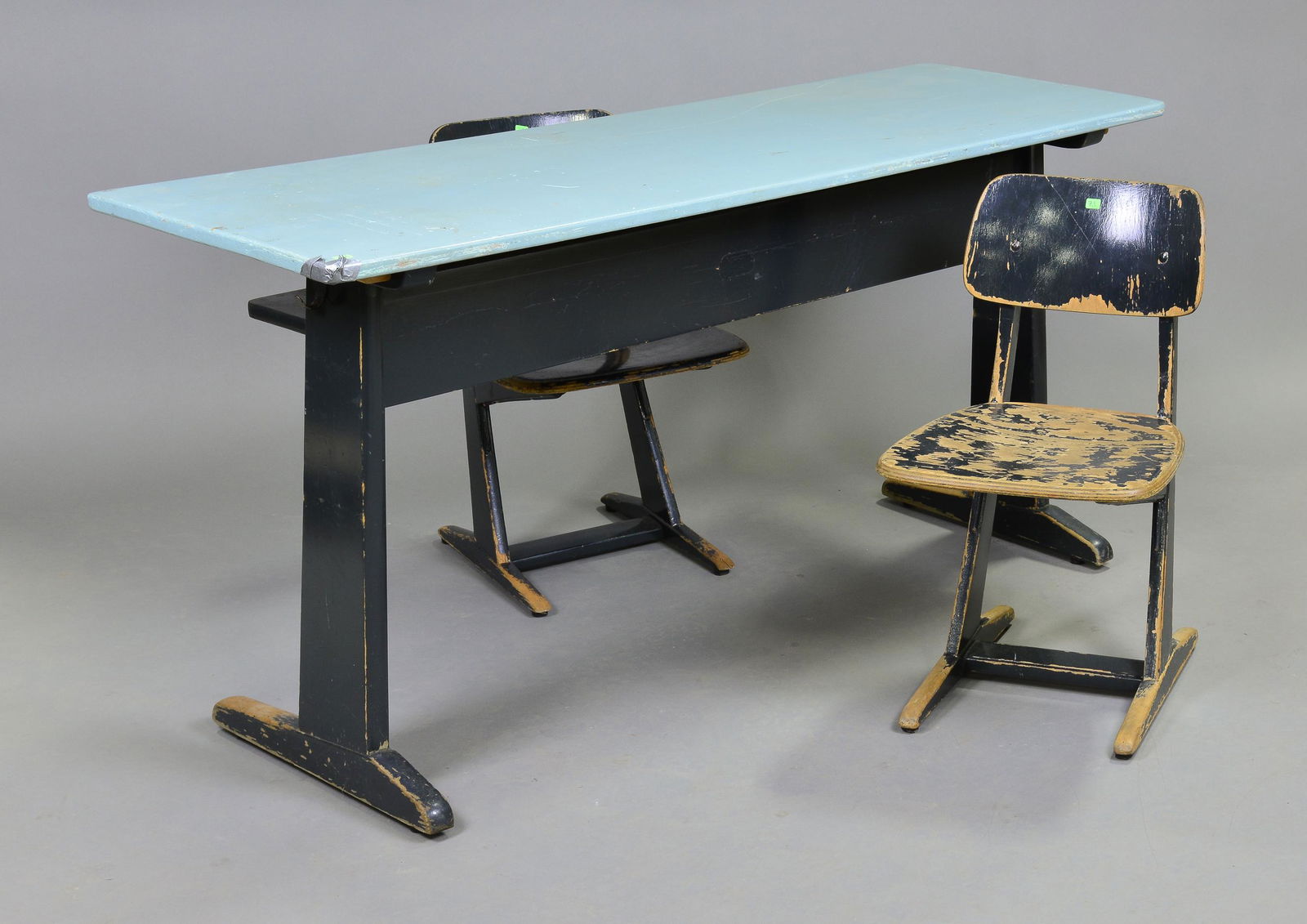 European School Desk & 2 Painted Chairs #2 (1 of 7)