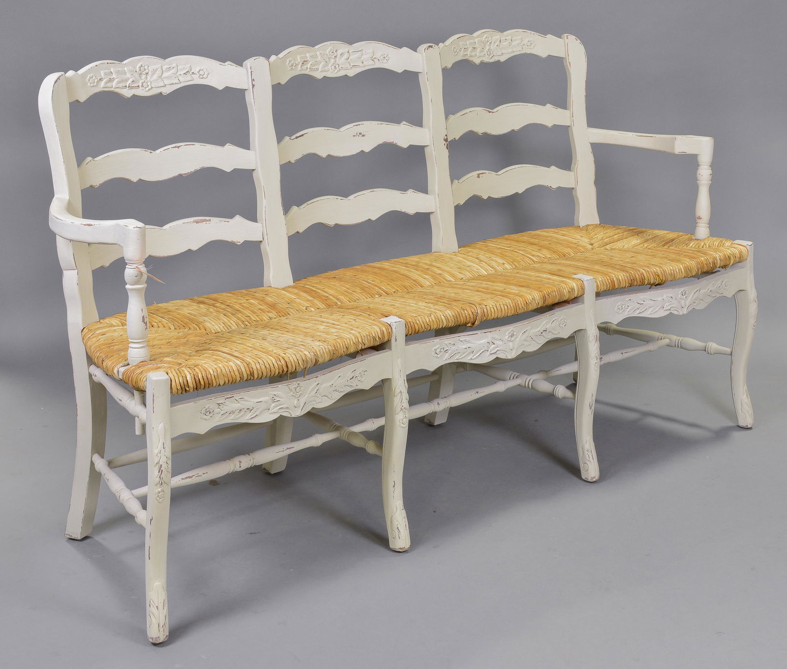 New Item, Country French Style Painted 3 Seater Bench (1 of 3)