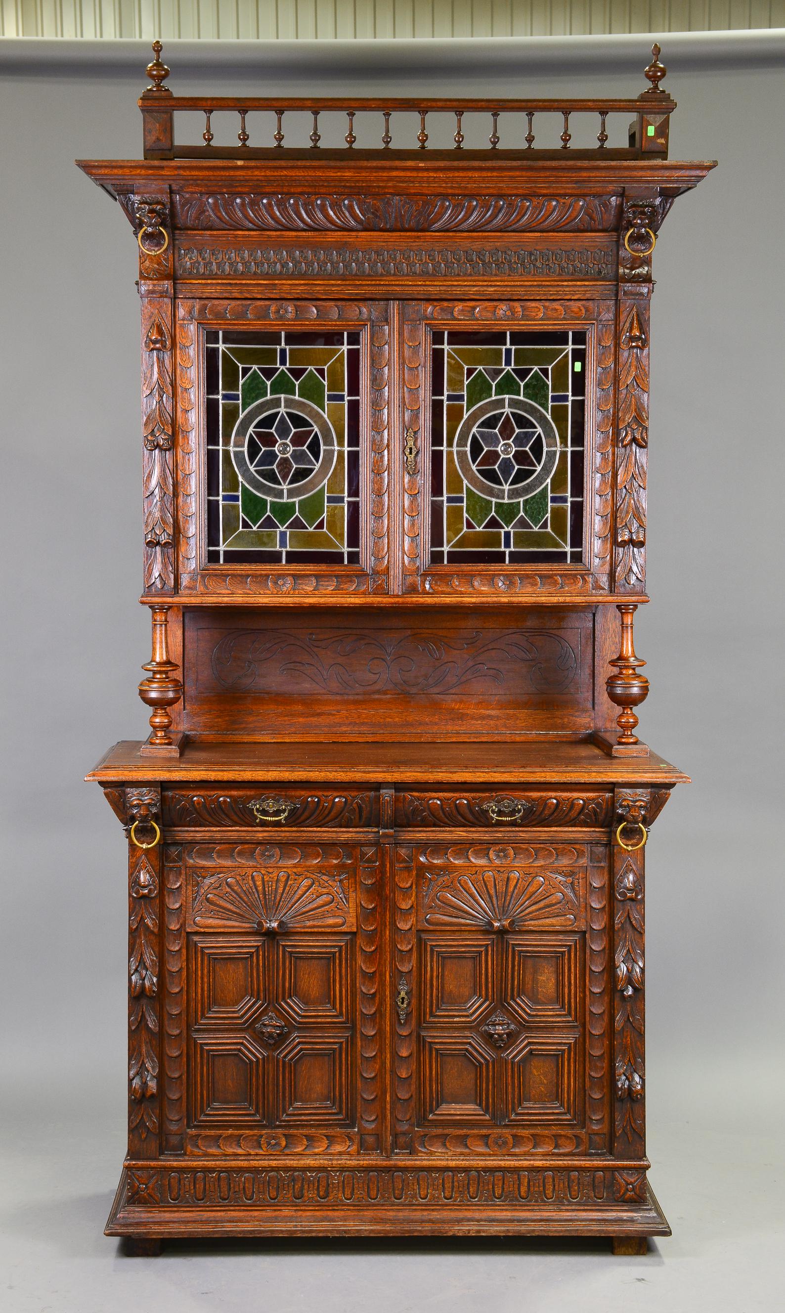 Henri II Style Carved Oak Double Buffet #1 (1 of 6)