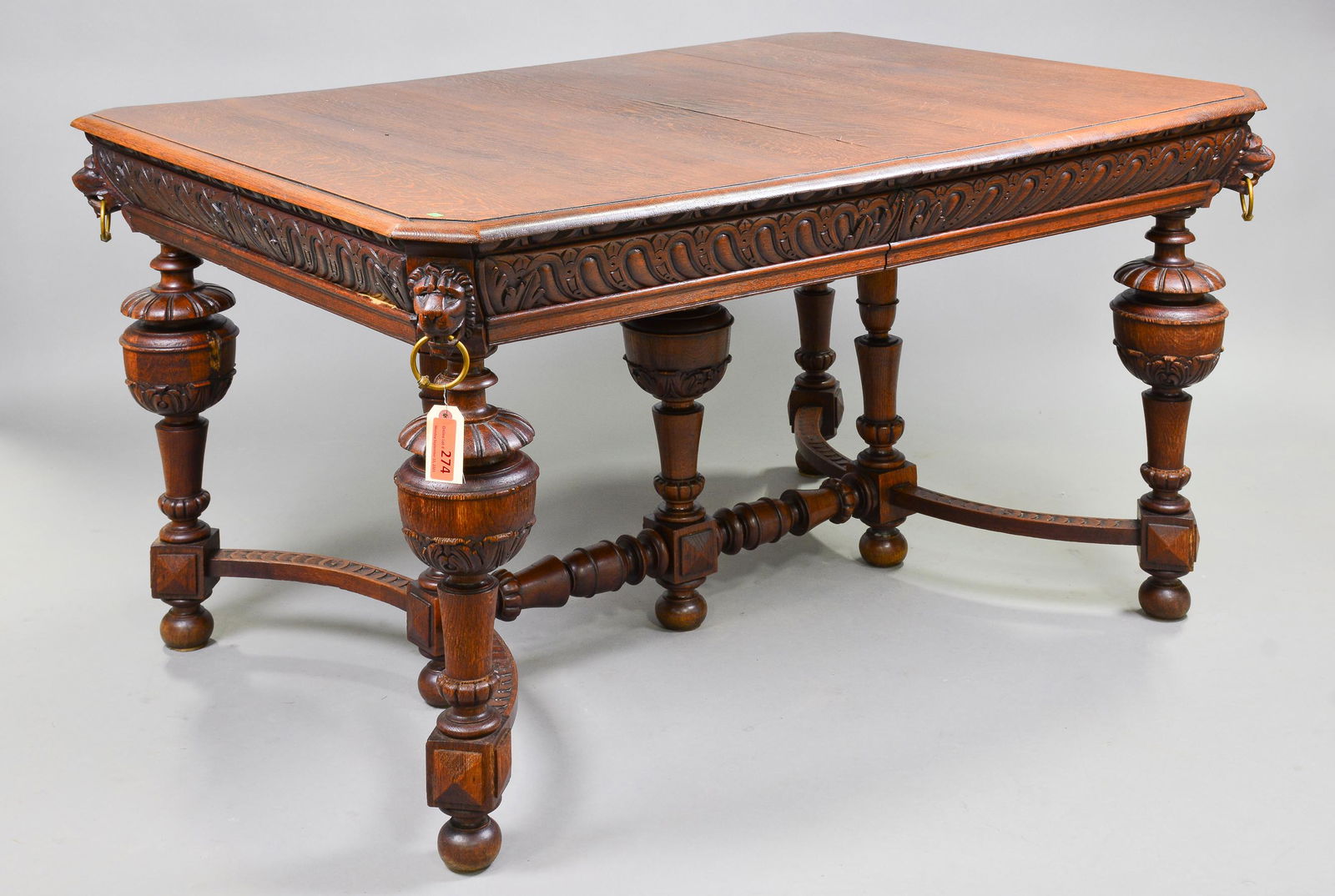 Henri II Style Carved Oak Dining / Writing Table (1 of 7)