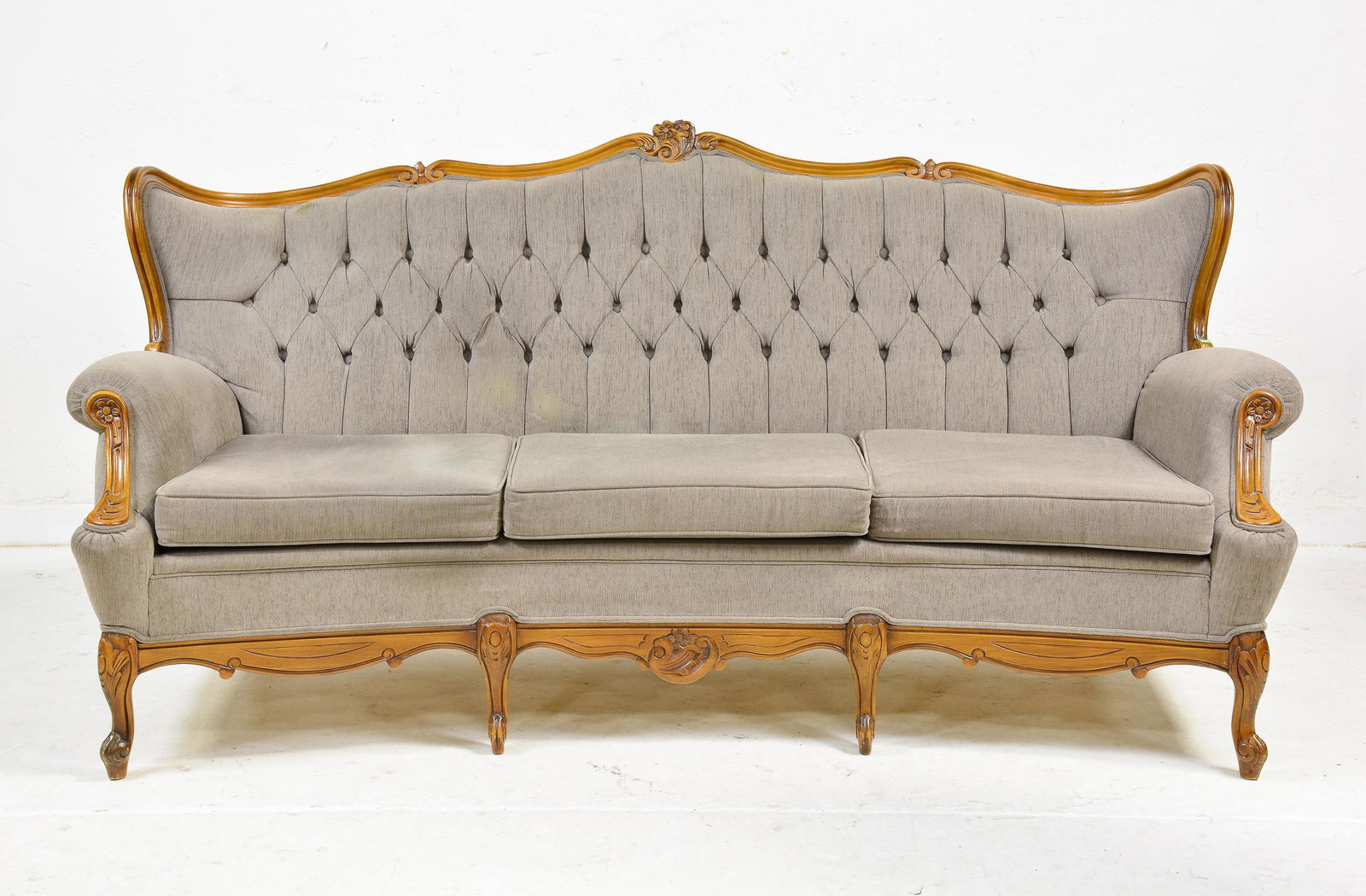 Louis XV Style Upholstered Button Tufted Back Sofa (1 of 7)