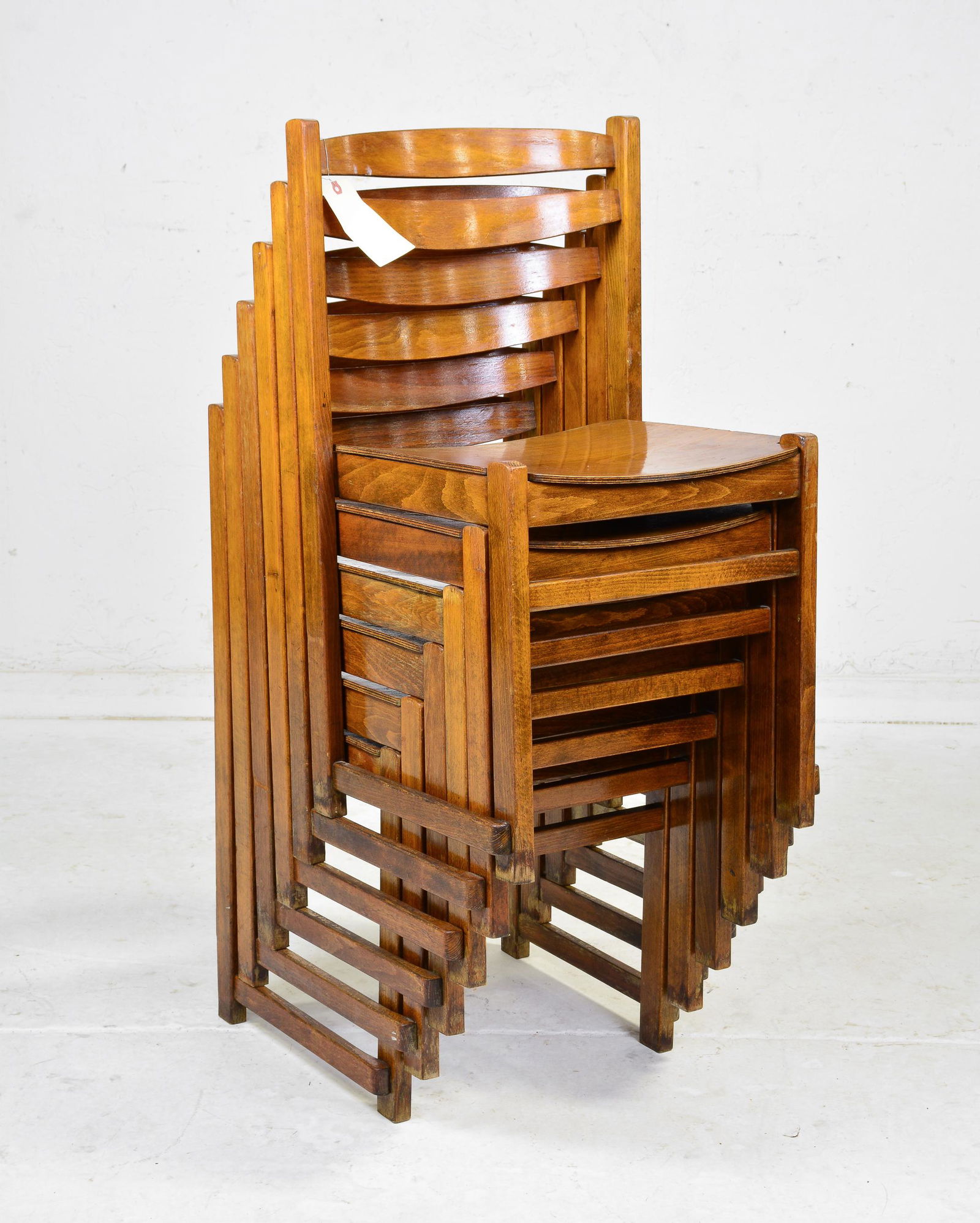 6 Stacking Oak Chairs (1 of 5)