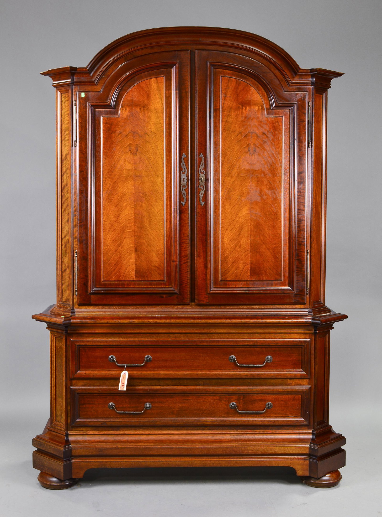 French Style Dome Top Mahogany Cabinet: French Style Dome Top Mahogany Cabinet - 78 in tall x 57 x 19