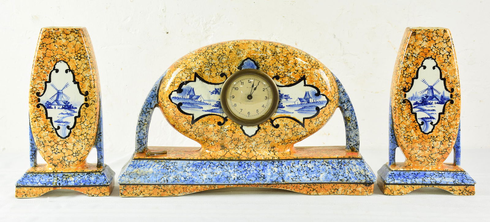 European Dutch Style 3pc Mantle Clock (1 of 3)