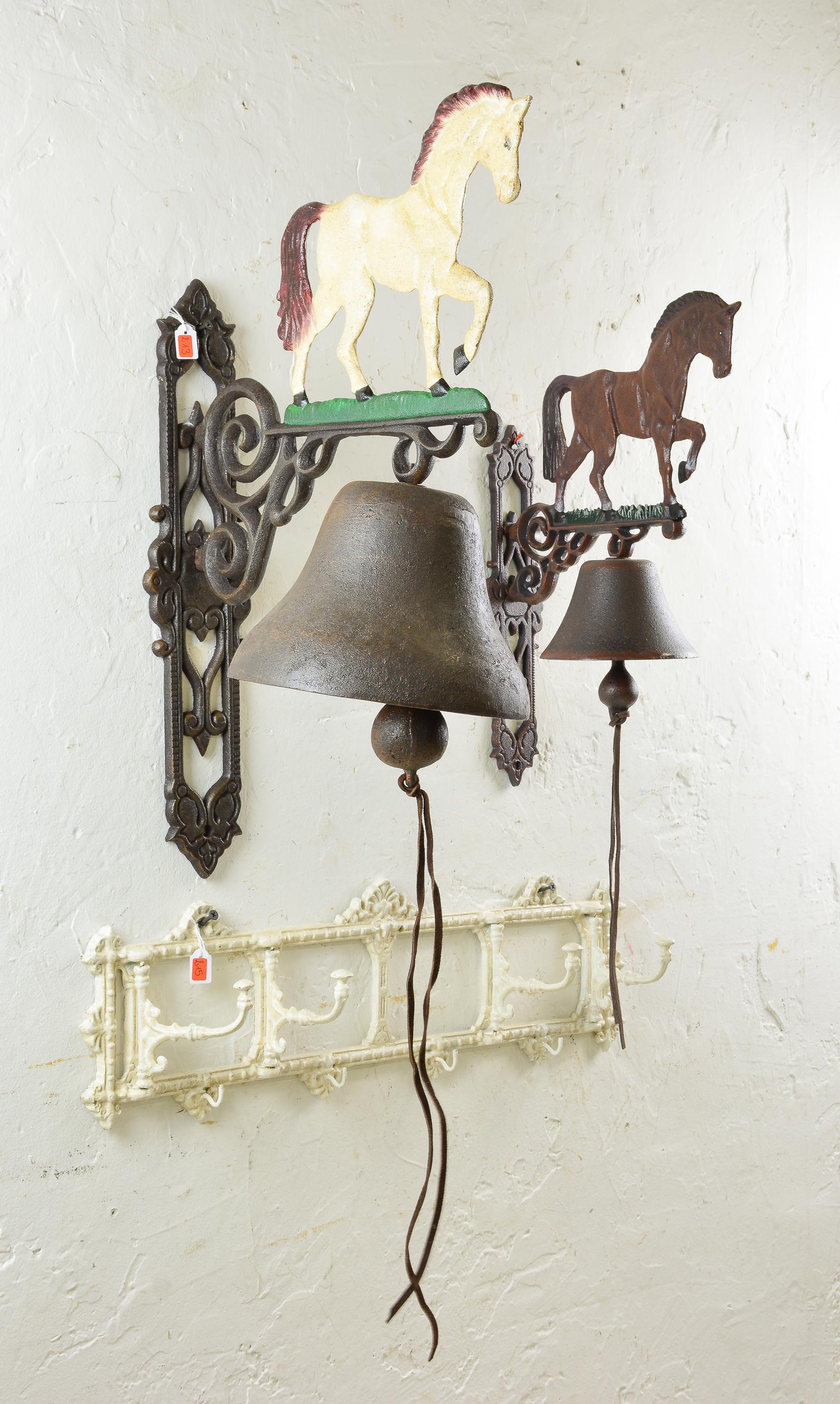 2 Farmhouse Horse Bells & Painted Hook Rack (1 of 4)
