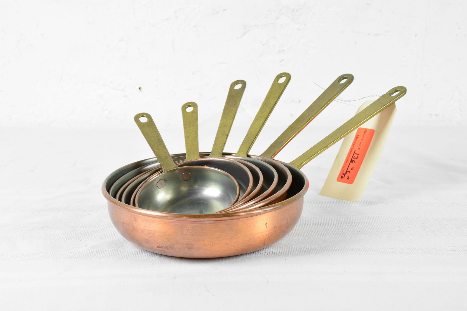 Set of 6 French Copper Frying Pans - Brass Handles (1 of 3)