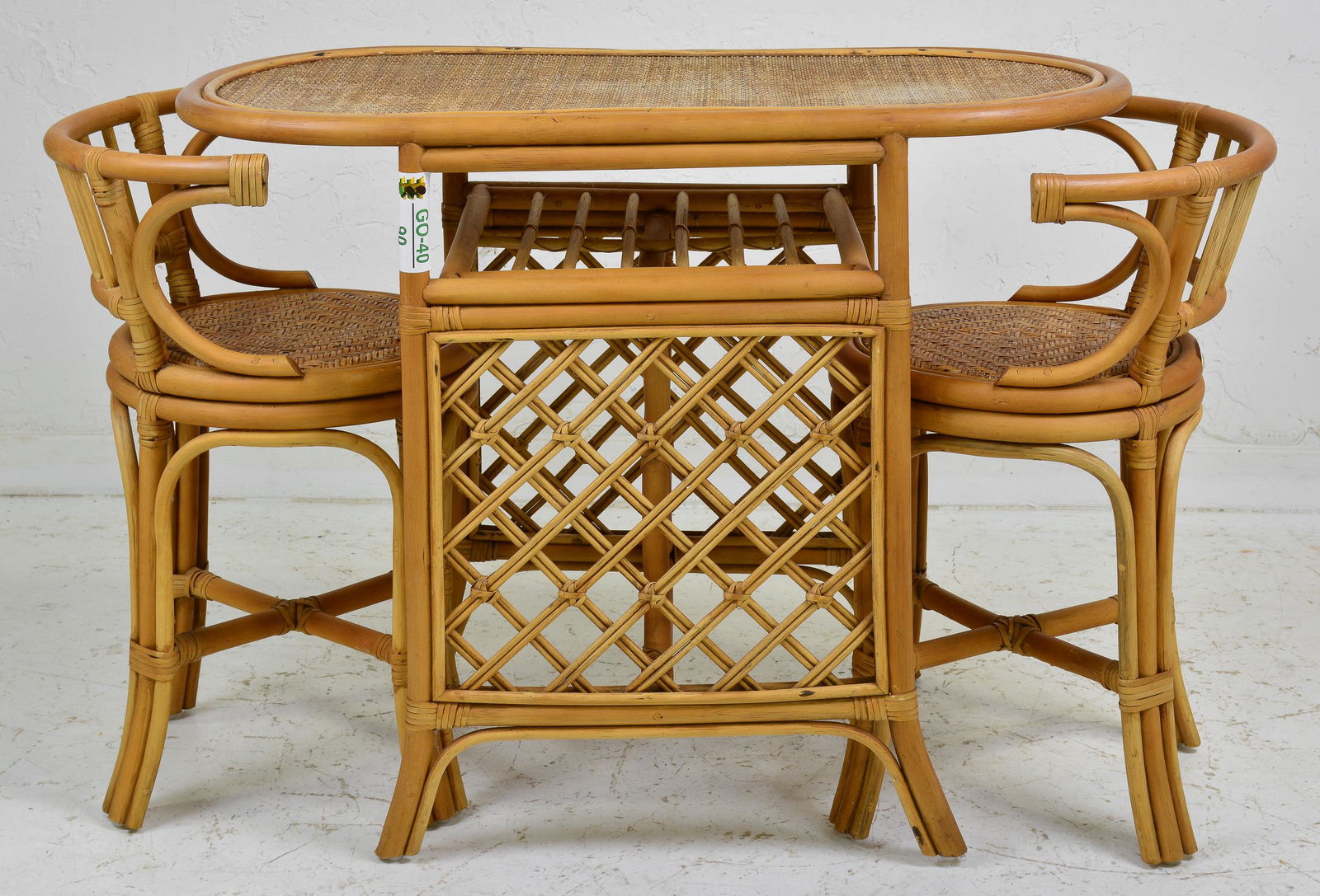 Bamboo / Rattan / Wicker Oval Dining Table & 2 Chairs (1 of 4)