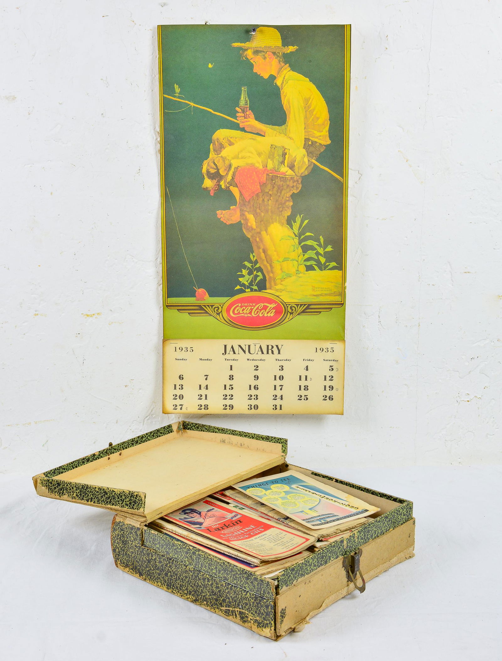 1935 Calendar & Old Road Maps & Bus Lines 1929-1950's (1 of 3)