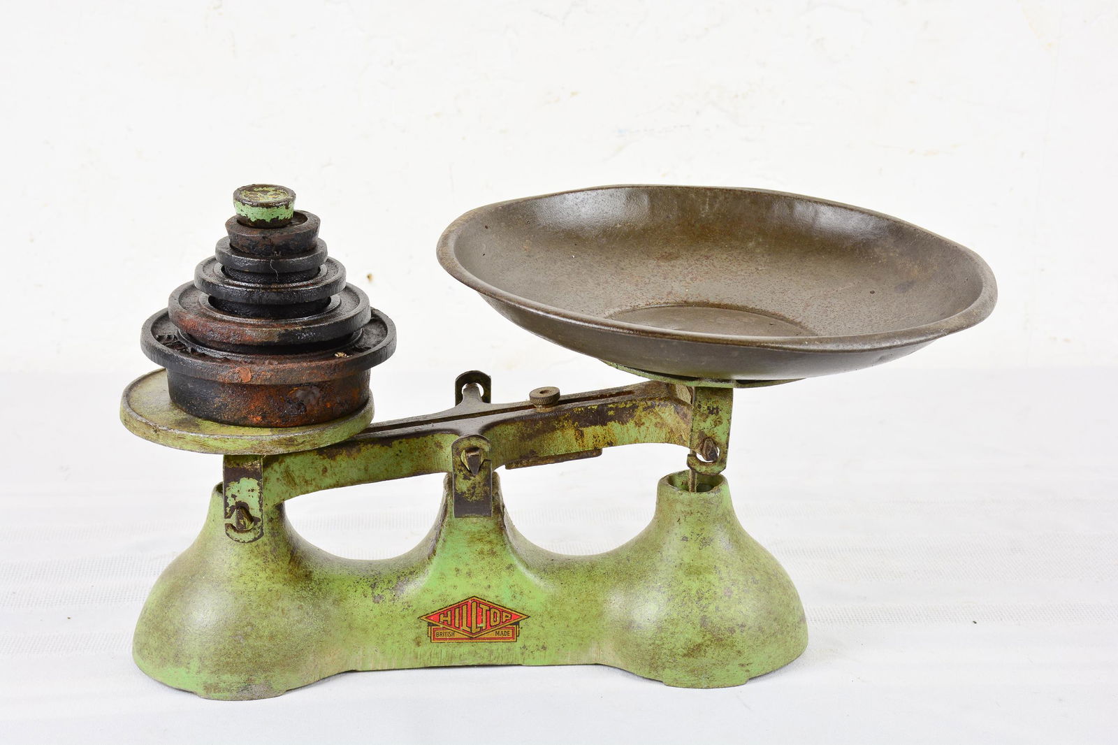 Green British Balance Scale with Weights - Hill Top (1 of 3)