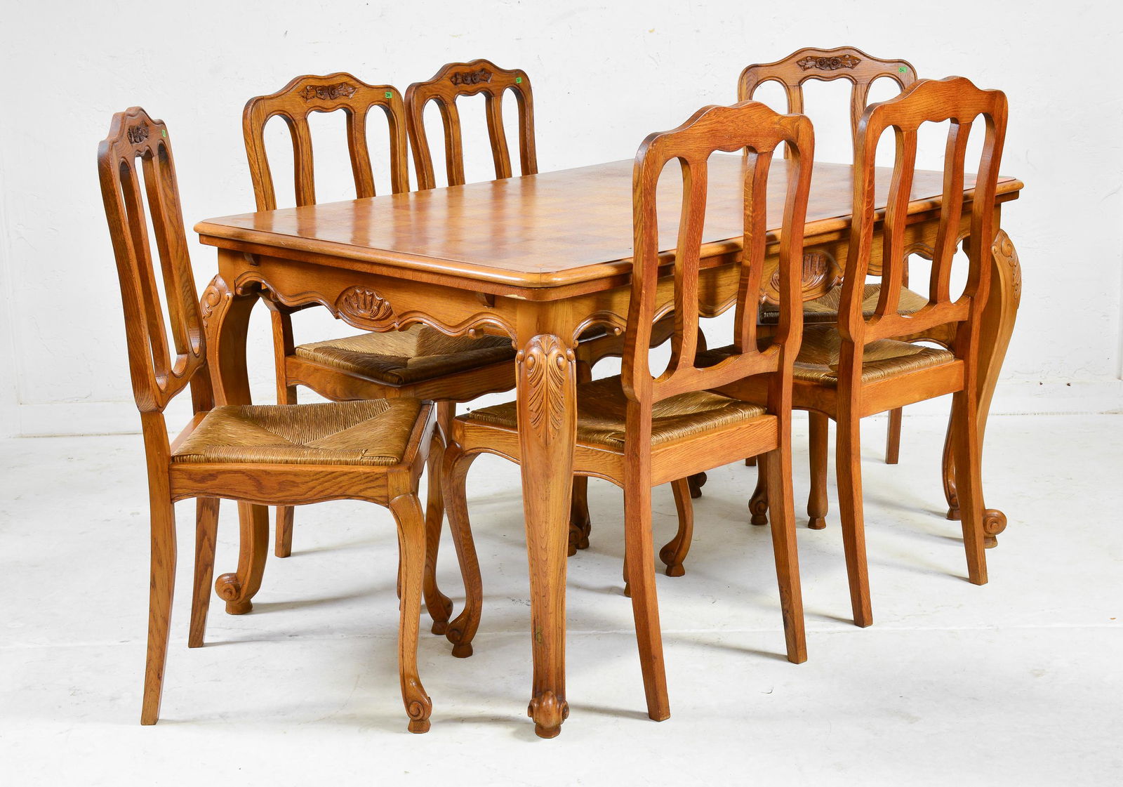 Country French Draw Leaf Table & 6 Chairs in Light Oak (1 of 7)