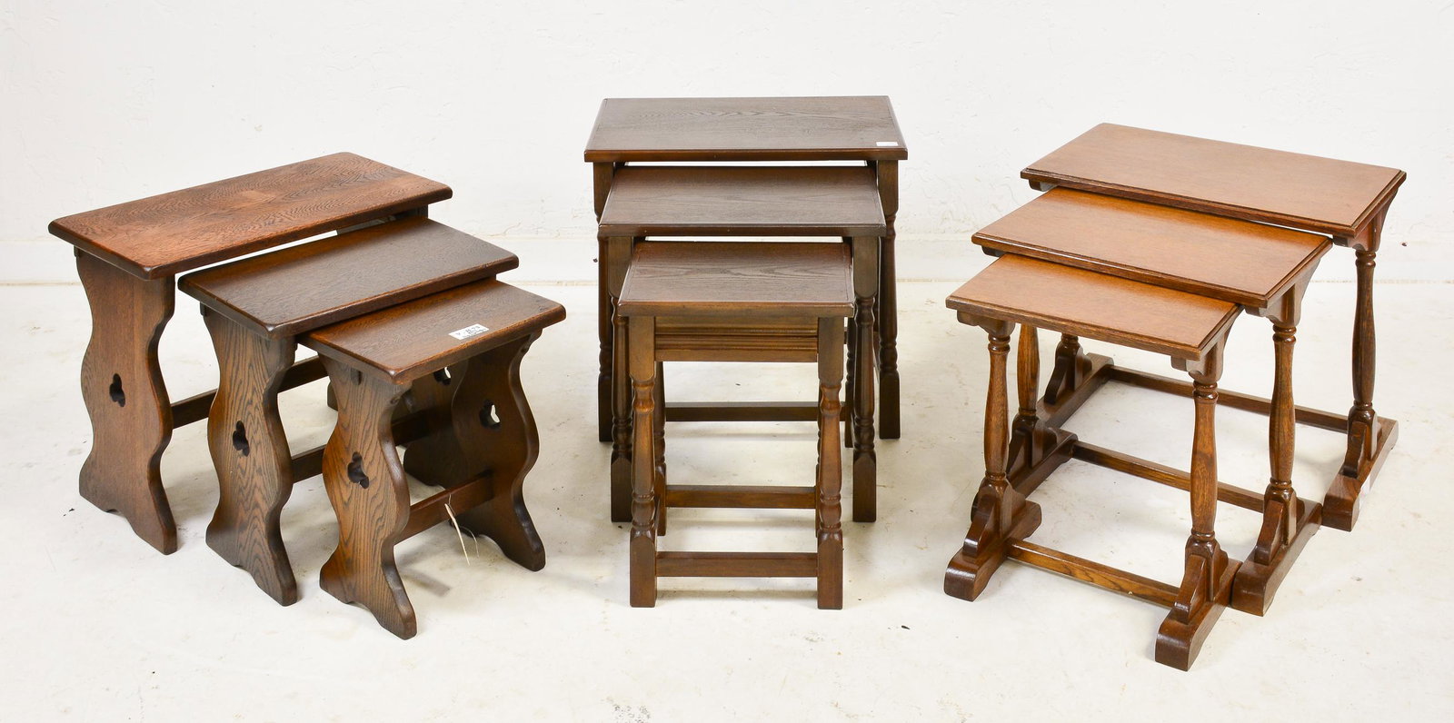 Three Sets of Nesting Tables: Trio of Nests of Three Tables - Largest is 19 in tall x 13 x 20