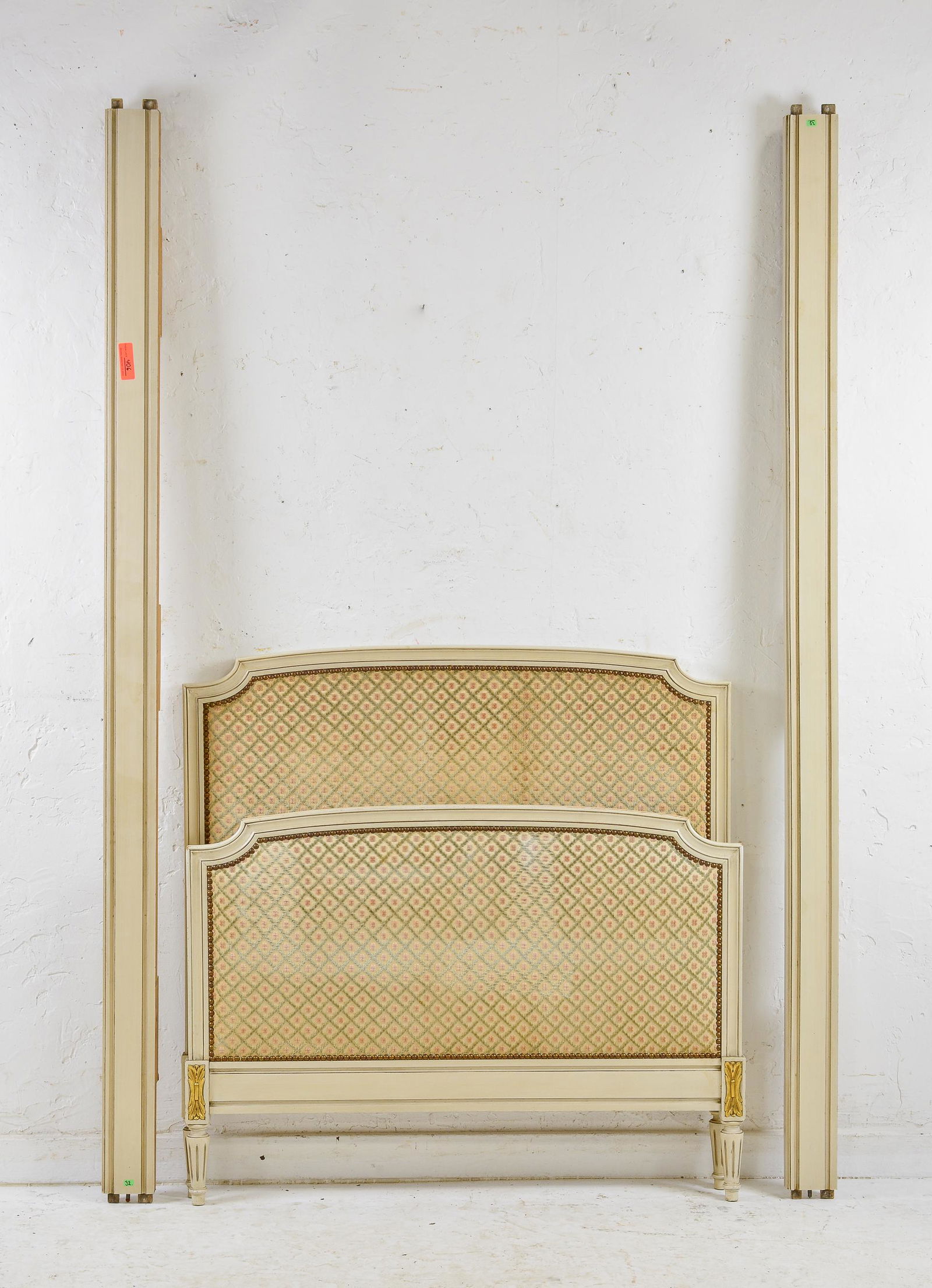 Painted Upholstered European Single Bed with Rails (1 of 3)