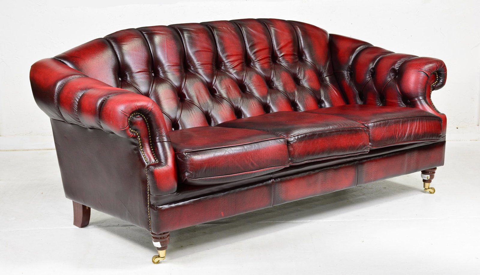 Oxblood Red British Humpback Chesterfield Leather Sofa (1 of 7)