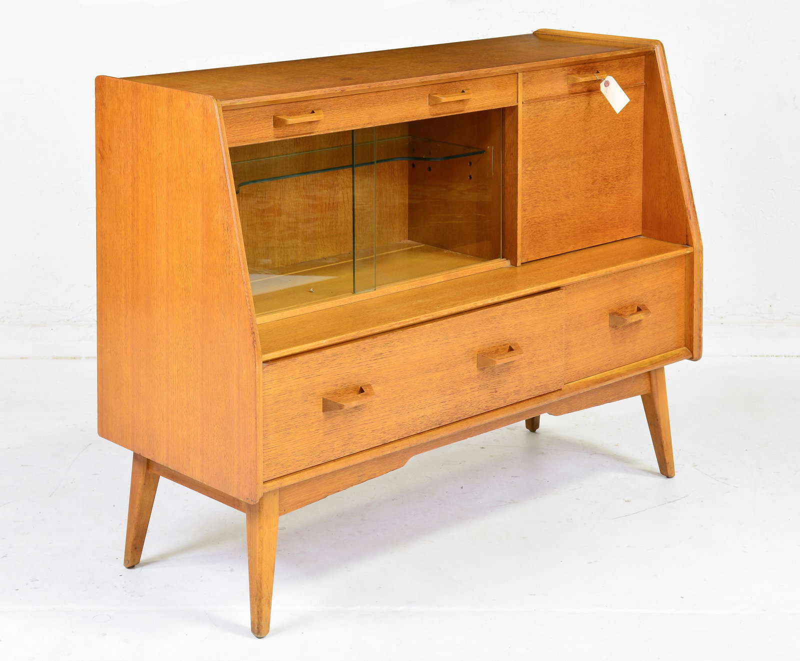 Mid Century Modern Drop Front Cocktail Cabinet - G-Plan: Danish Modern Style Sideboard / Cocktail Cabinet by British Maker Gplan - Part of their Brandon Range - - 38 in tall x 48 x 19