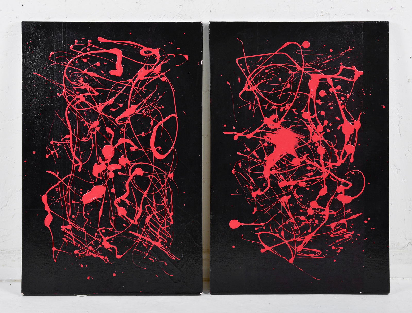 2 Black & Red Jackson Pollock Style Action Paintings (1 of 5)