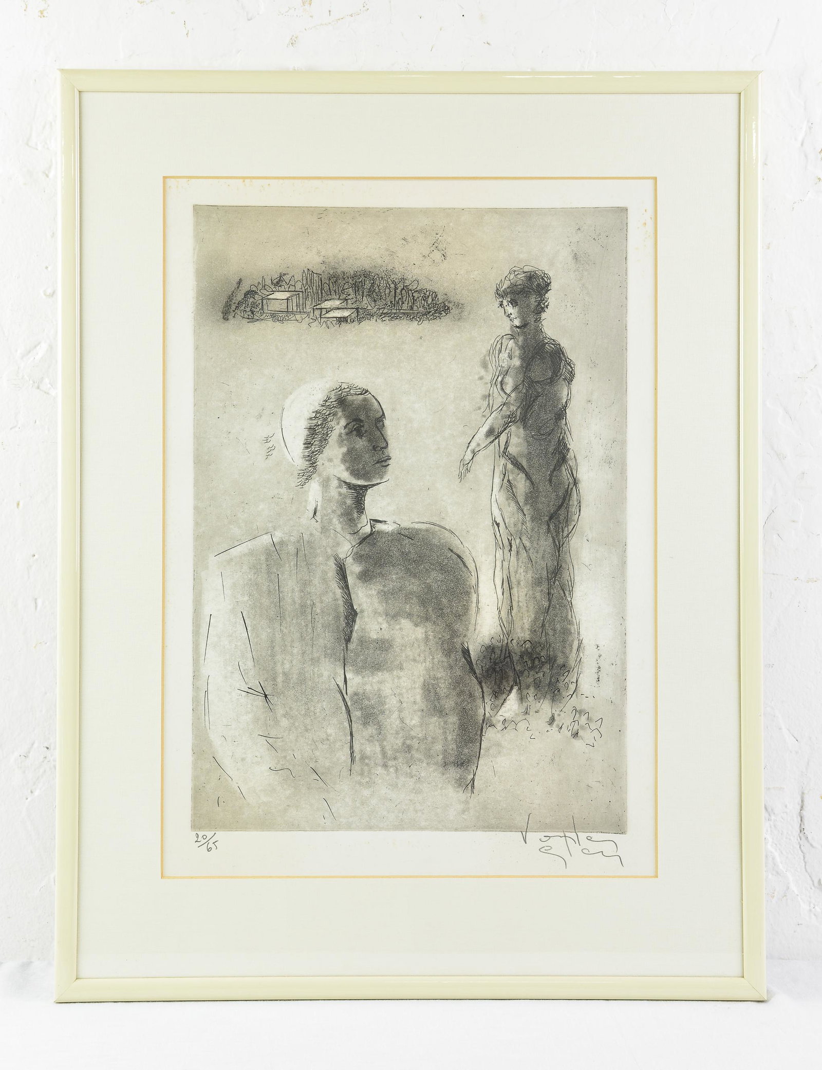 Framed Contemporary Lithograph - Study in Charcoal (1 of 4)