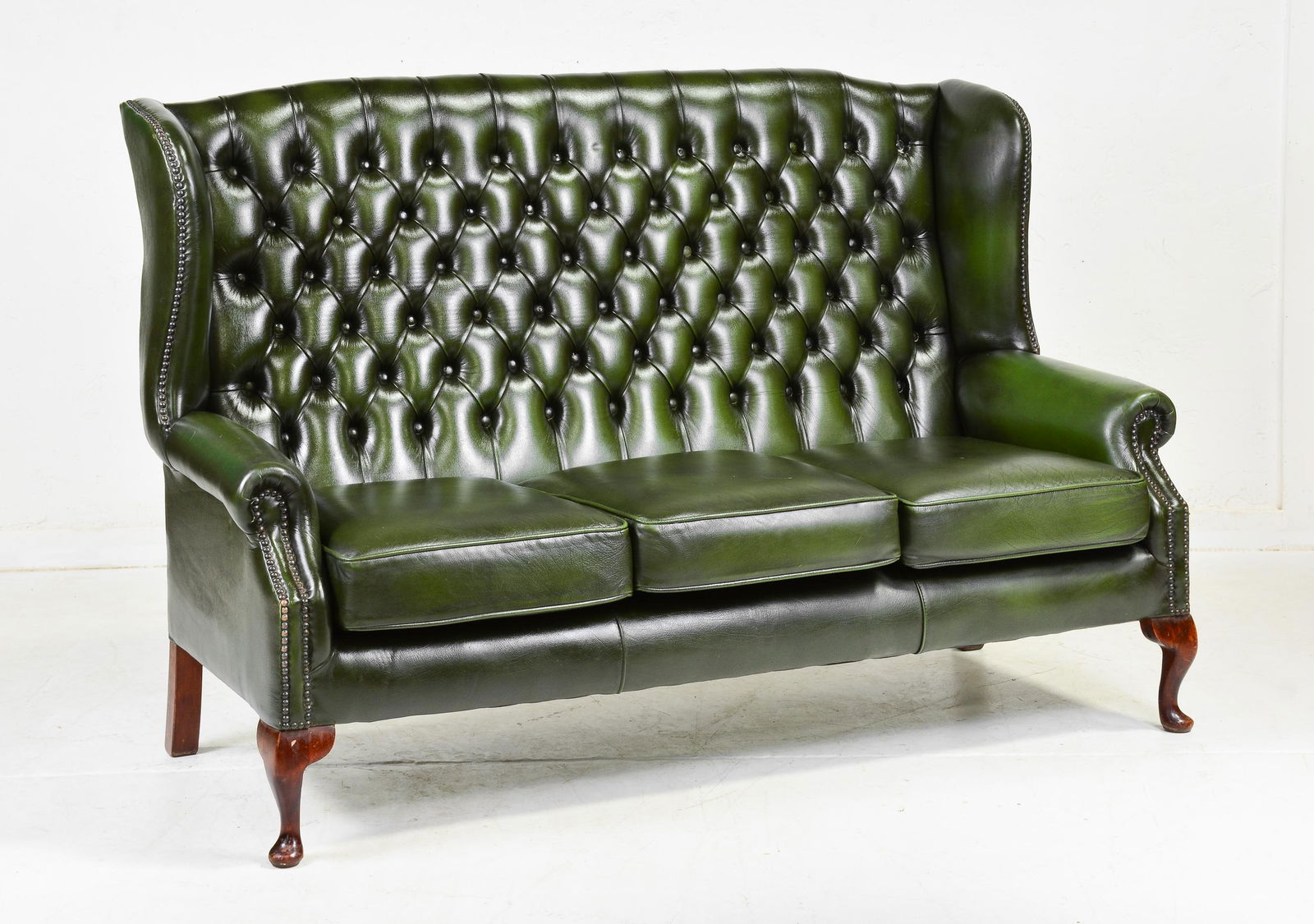 Green Chesterfield High Back / Wing Back Sofa (1 of 6)