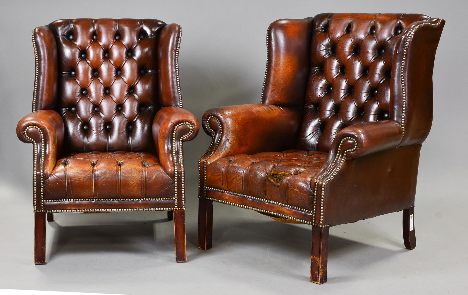 Pair of British brown Wing Back Chesterfield Chairs (1 of 7)