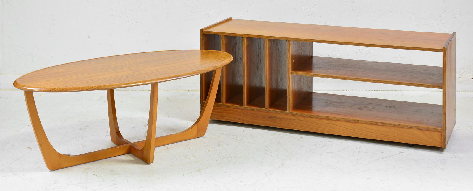Mid Century Modern Oval Coffee Table & Record Cabinet (1 of 5)