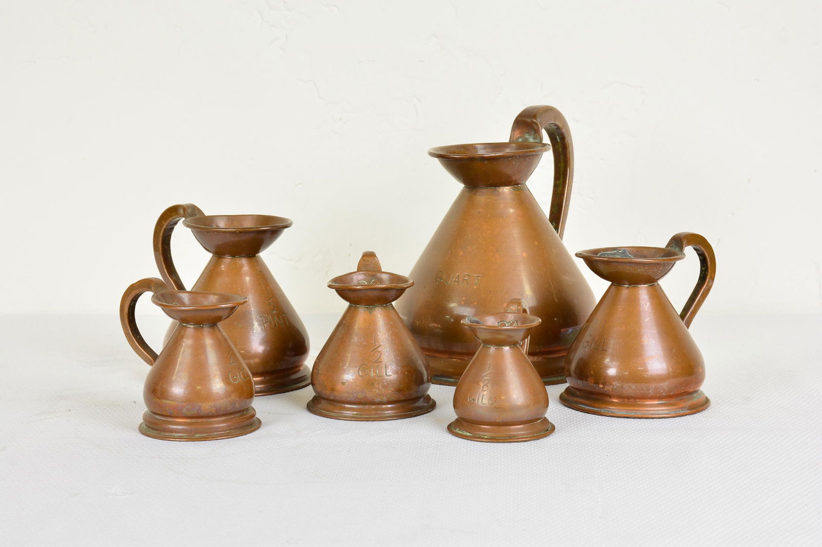 6 Pc Collection of Antique Graduated Copper Measures (1 of 3)