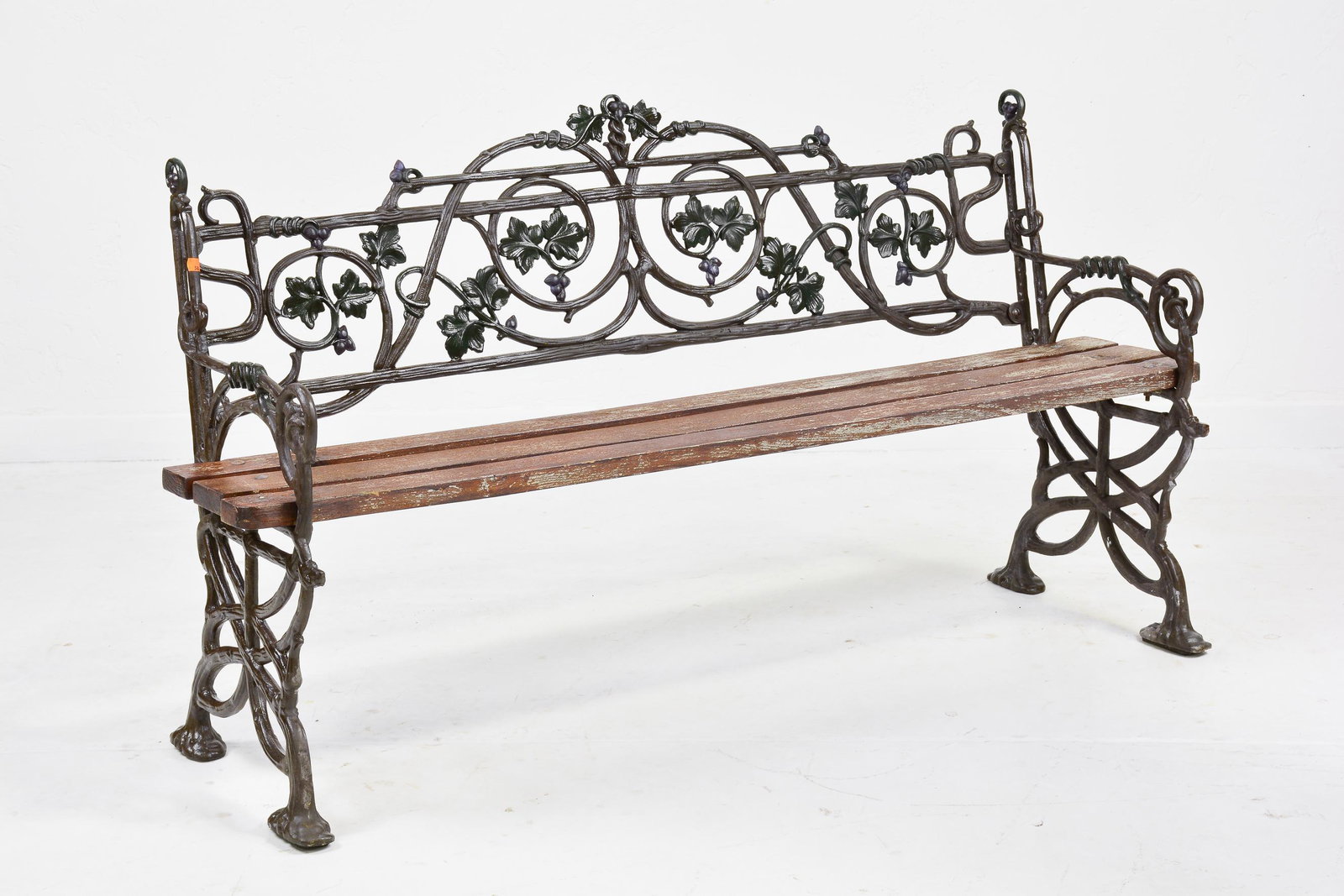 Iron / Wood Slat Garden Bench: Iron / Wood Slat Garden Bench - 33 in tall x 62 x 21