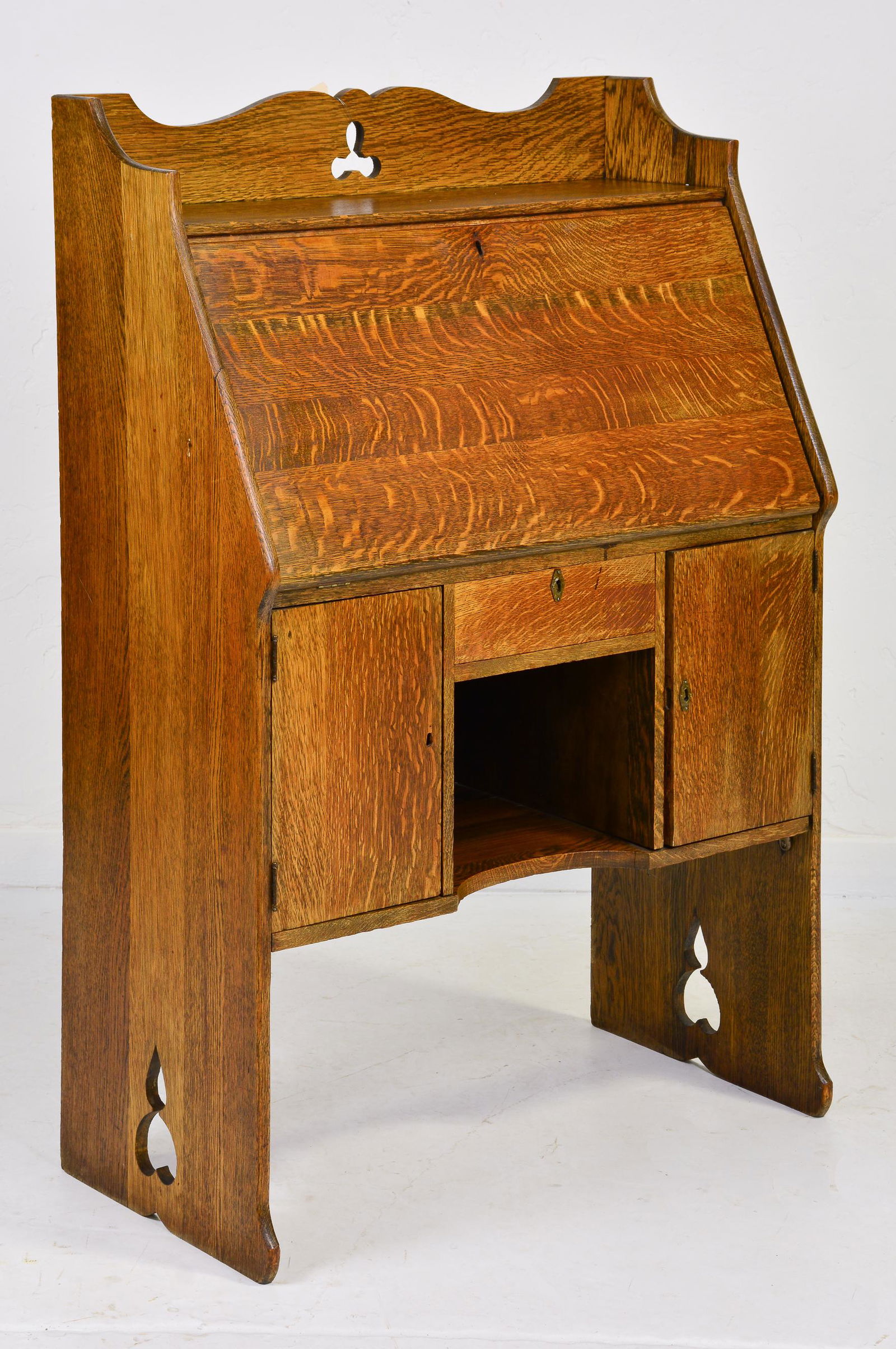 American Tiger Oak Drop Front Desk (1 of 7)