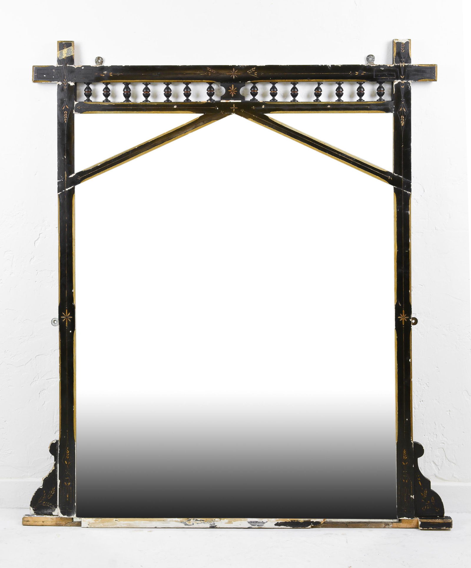 Large French Style Ebonized Framed Mirror (1 of 7)