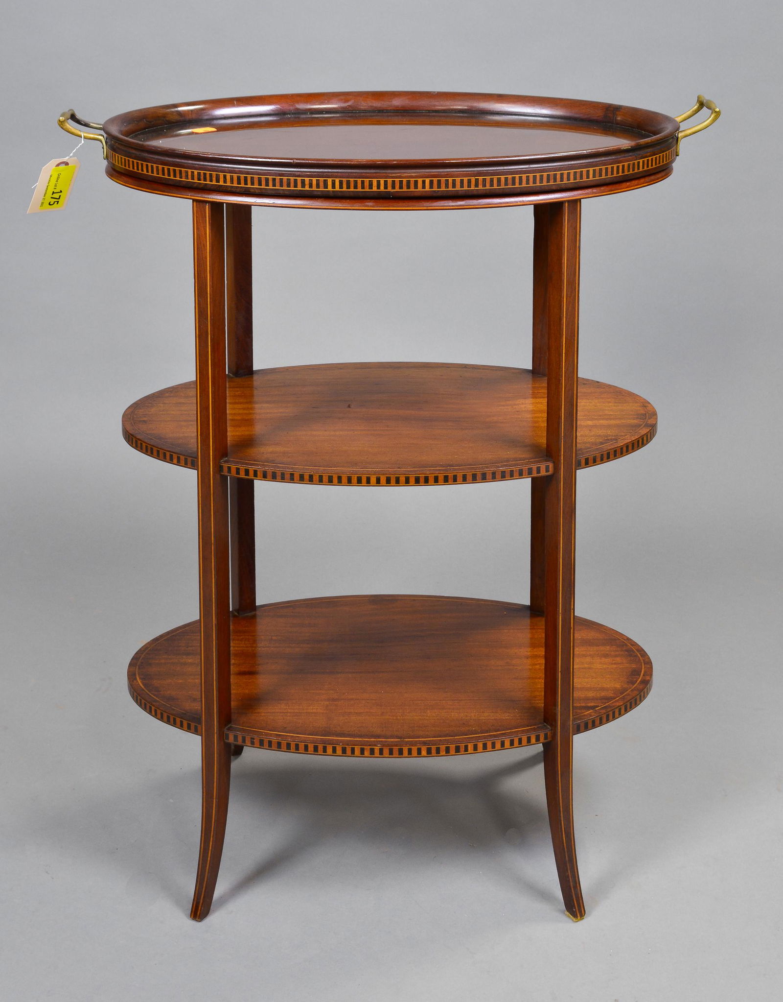 Inlaid Oval 3 Tier Table With Lift Off Glass Tray (1 of 4)