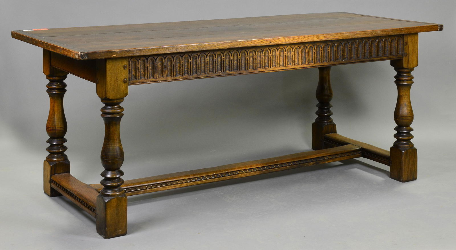 British Oak Farm Table with Turned Legs (1 of 6)