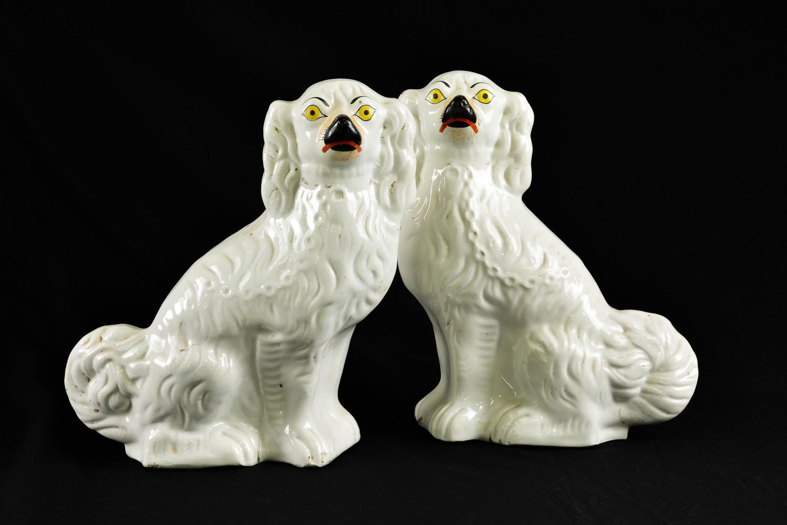 Pair Of Staffordshire King Charles Dog Figures (1 of 2)