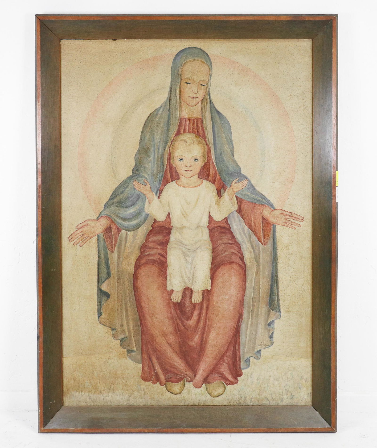 Large Framed Religious Painting on Ceramic Plate (1 of 6)