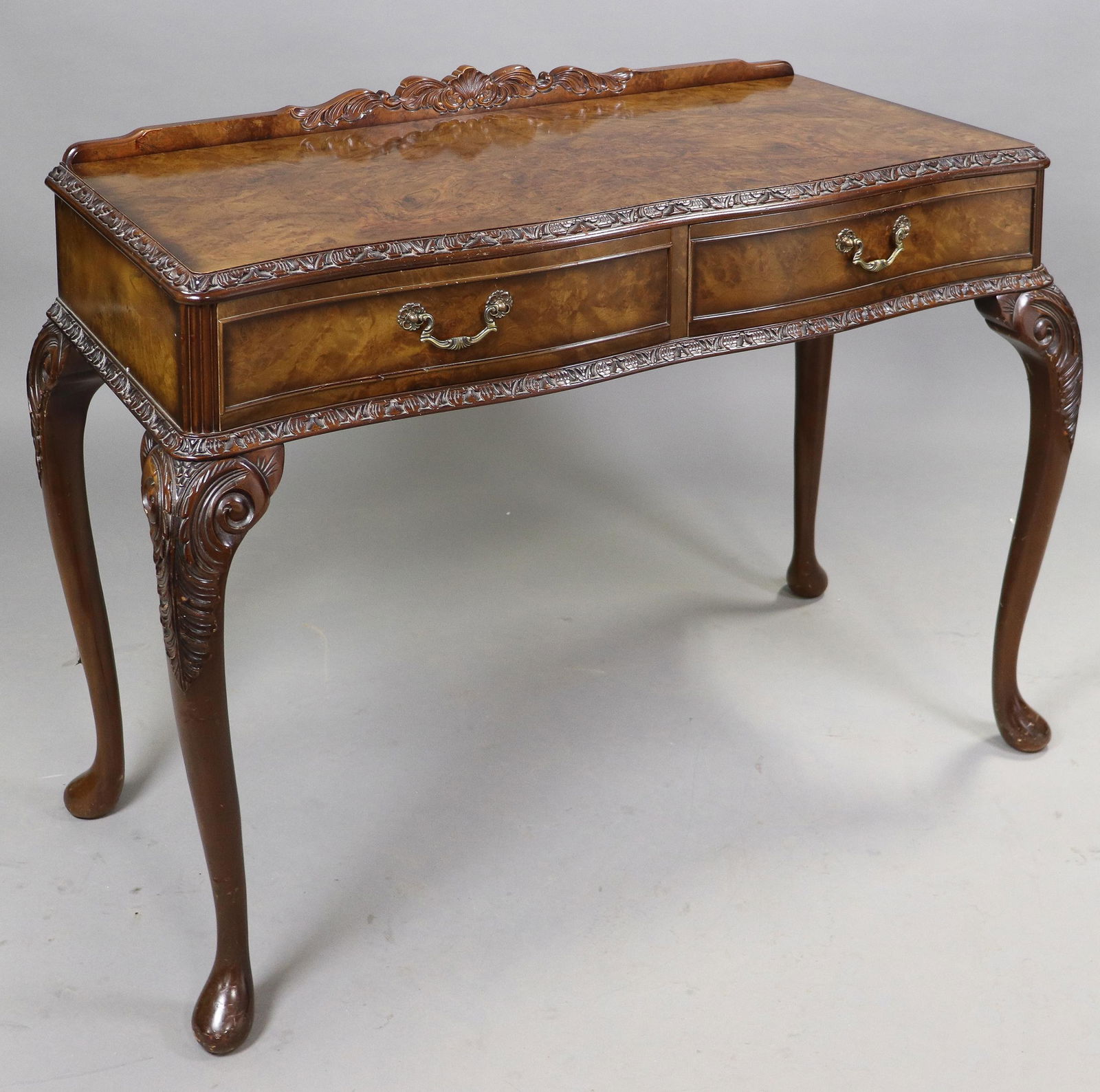 British Carved 2 Drawer Hall Table (1 of 5)