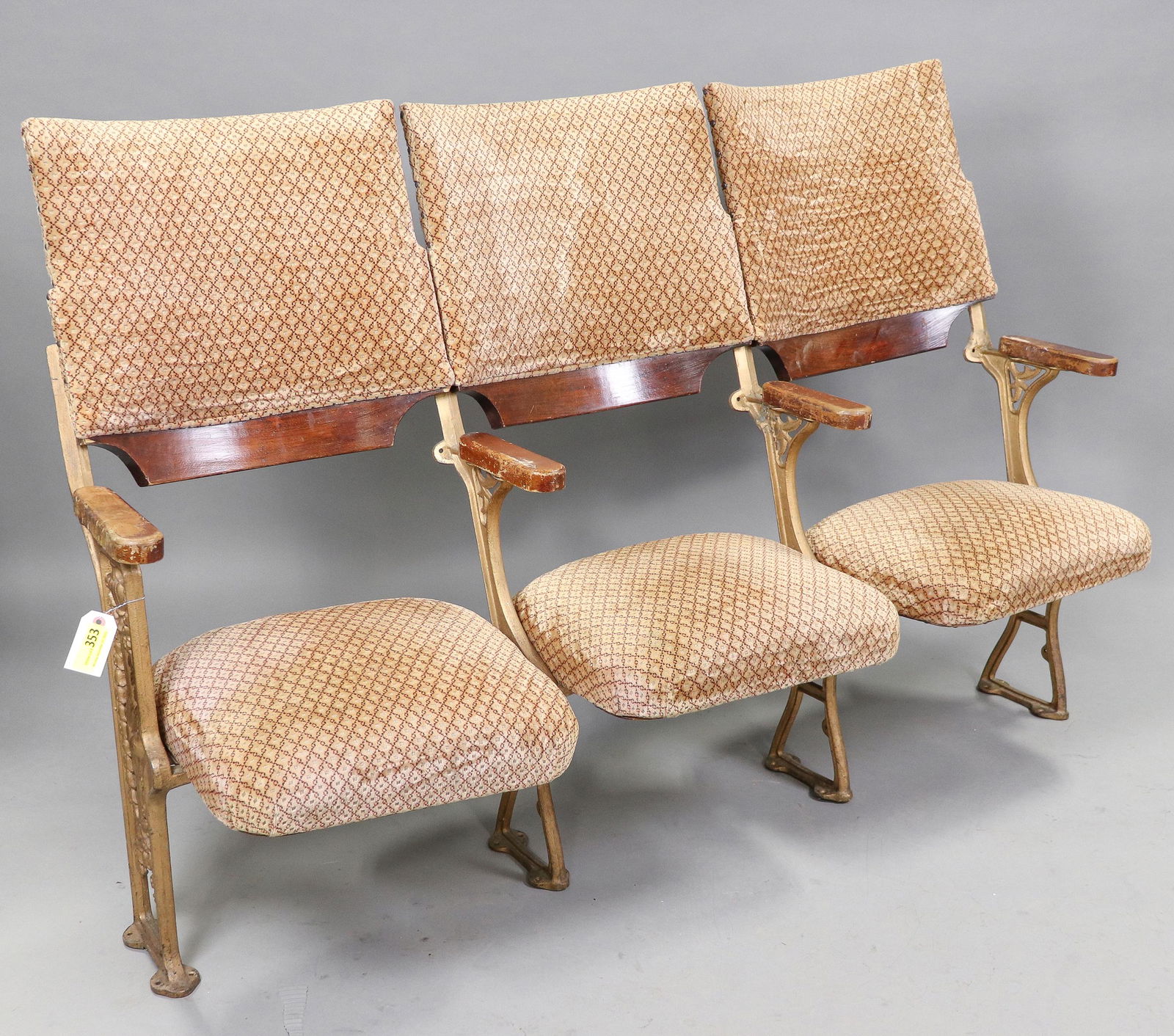 3 Seat Cinema / Theatre Bench c.1910 (1 of 7)