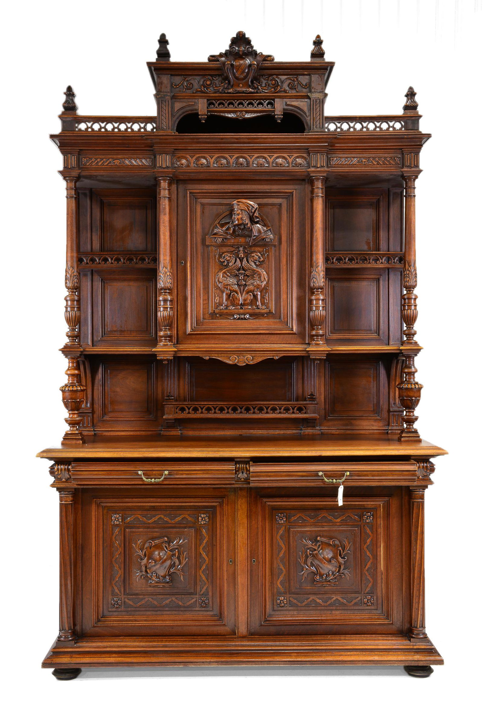 Henri II Style Large Carved Double Buffet (1 of 12)