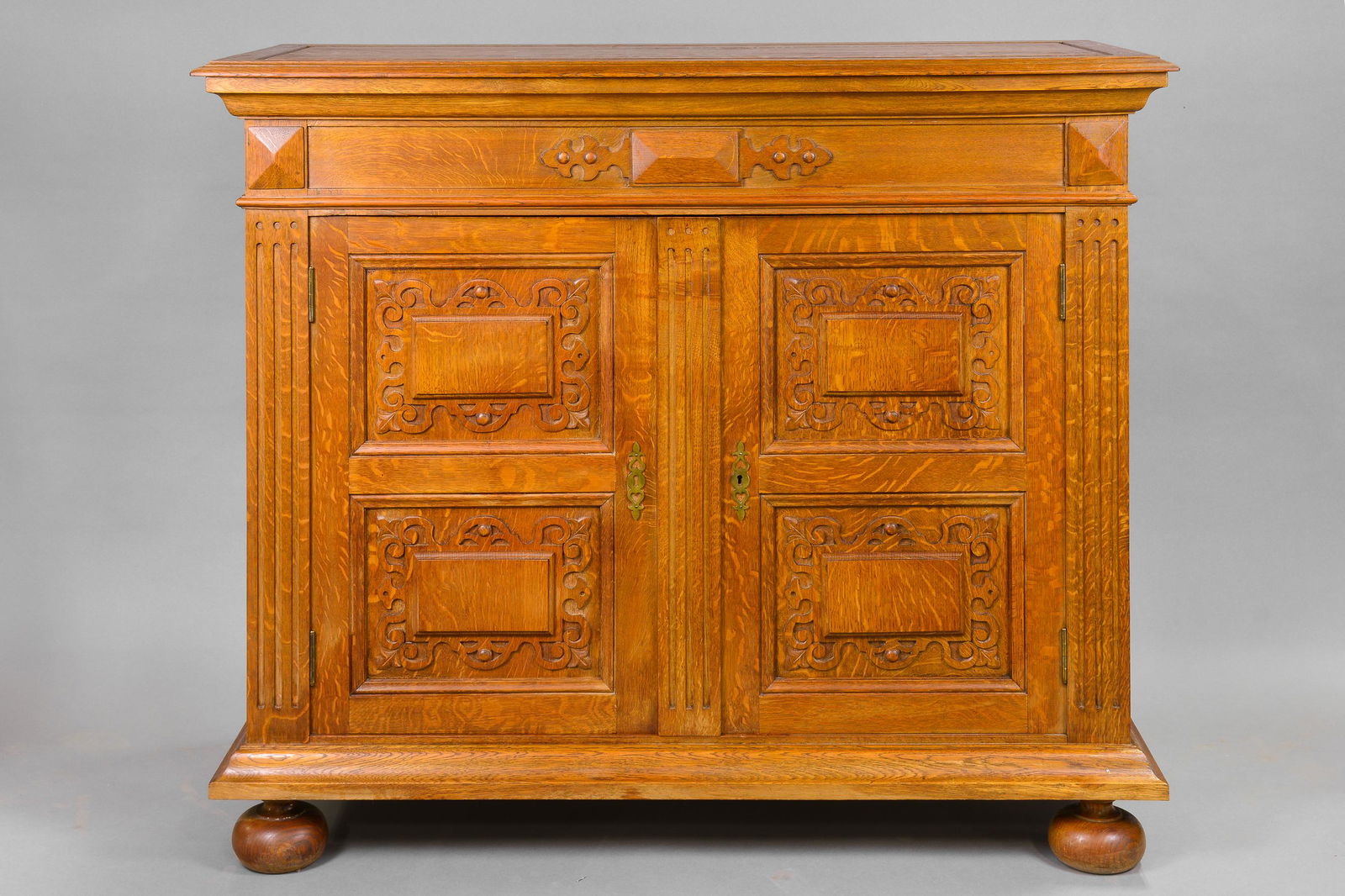 European Carved Oak Double Door Cupboard (1 of 11)