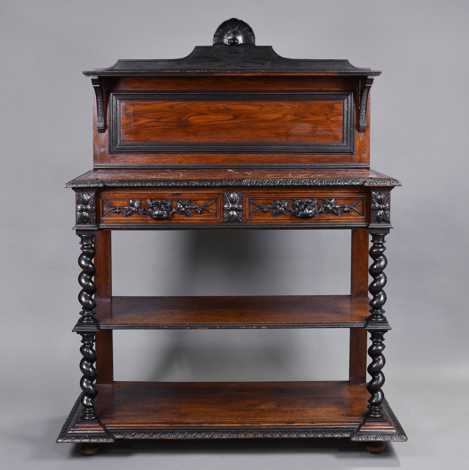 Barley Twist Oak 3 Tier Server with Inset Marble (1 of 9)