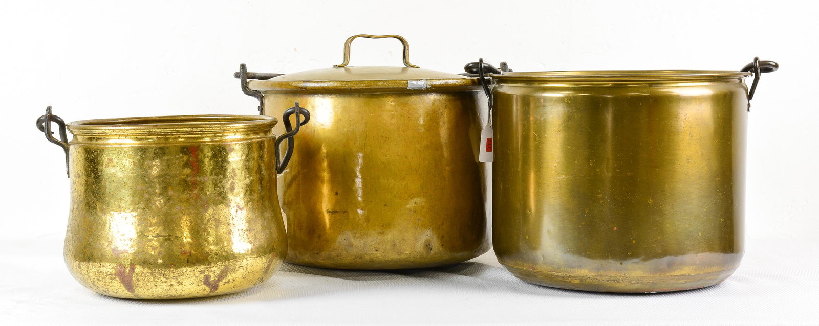 3 Brass Pots with Iron Handles (1 of 3)