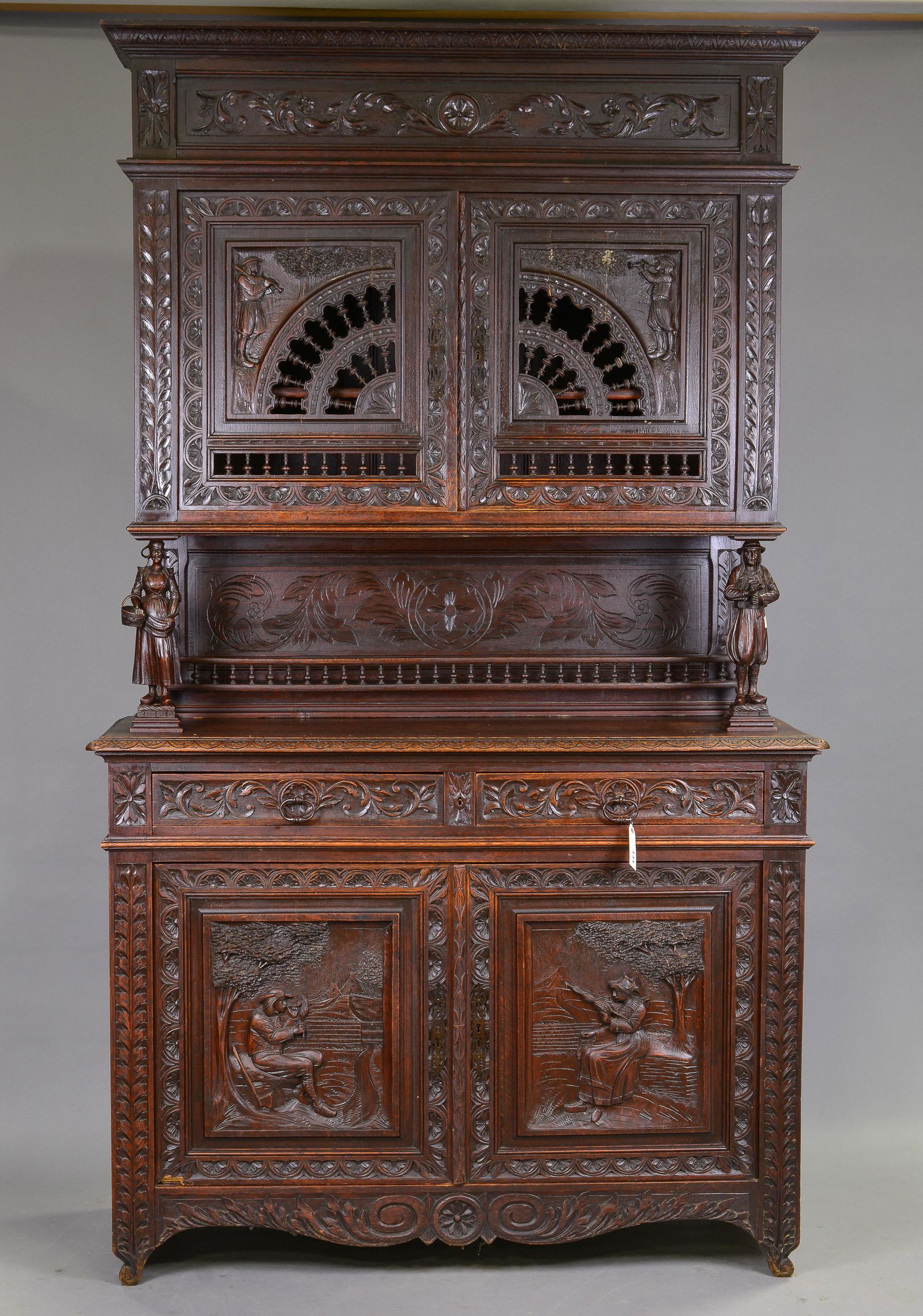 Breton Style Carved Oak Double Buffet (1 of 13)