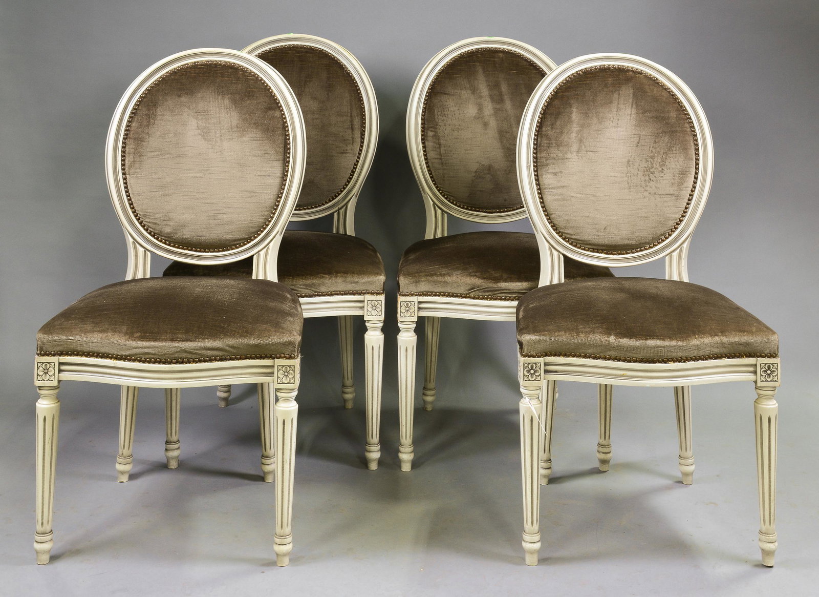 4 Louis XVI Style Painted Balloon Back Chairs (1 of 3)