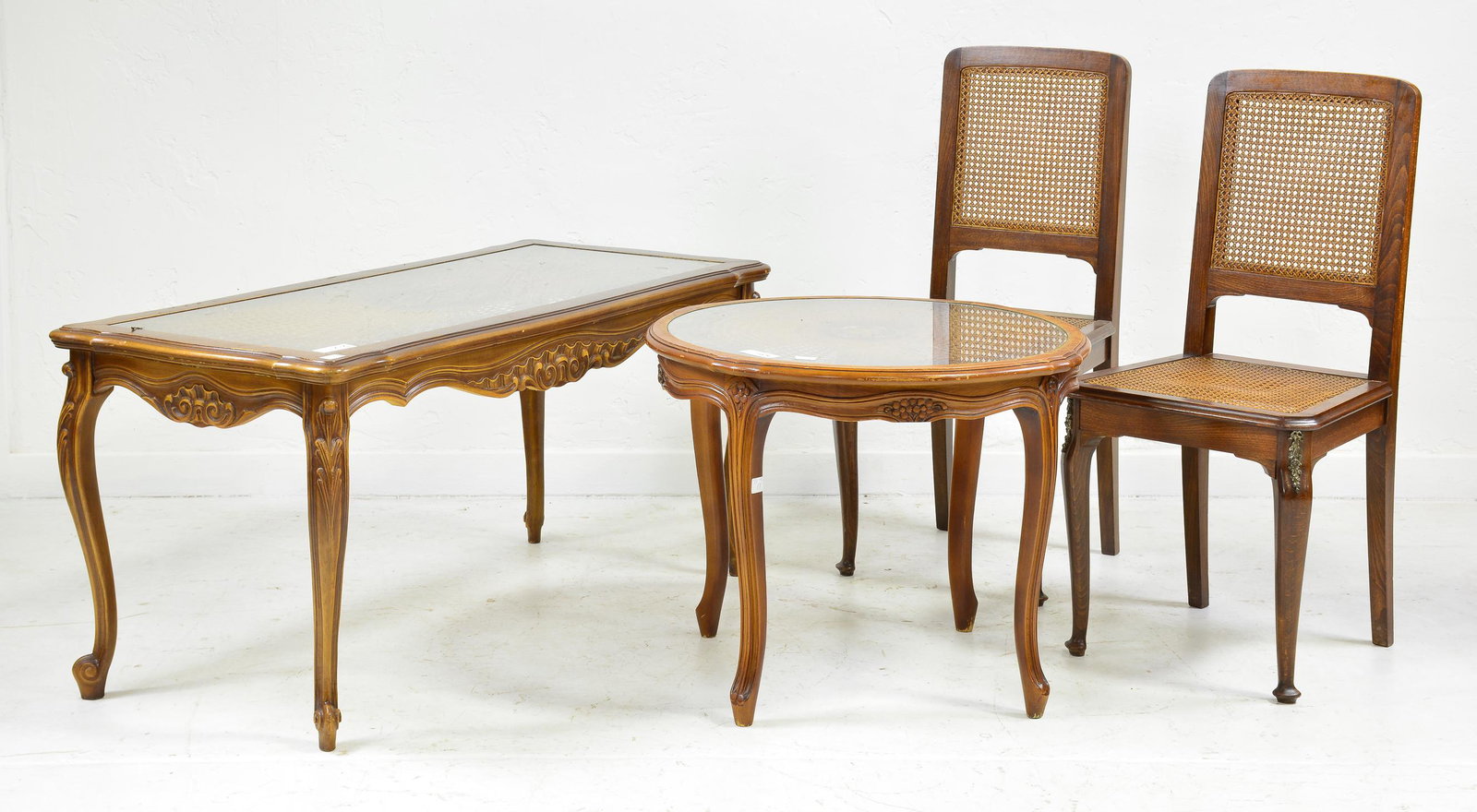 2 Louis XV Style Oak Coffee Tables & 2 Chairs (1 of 5)