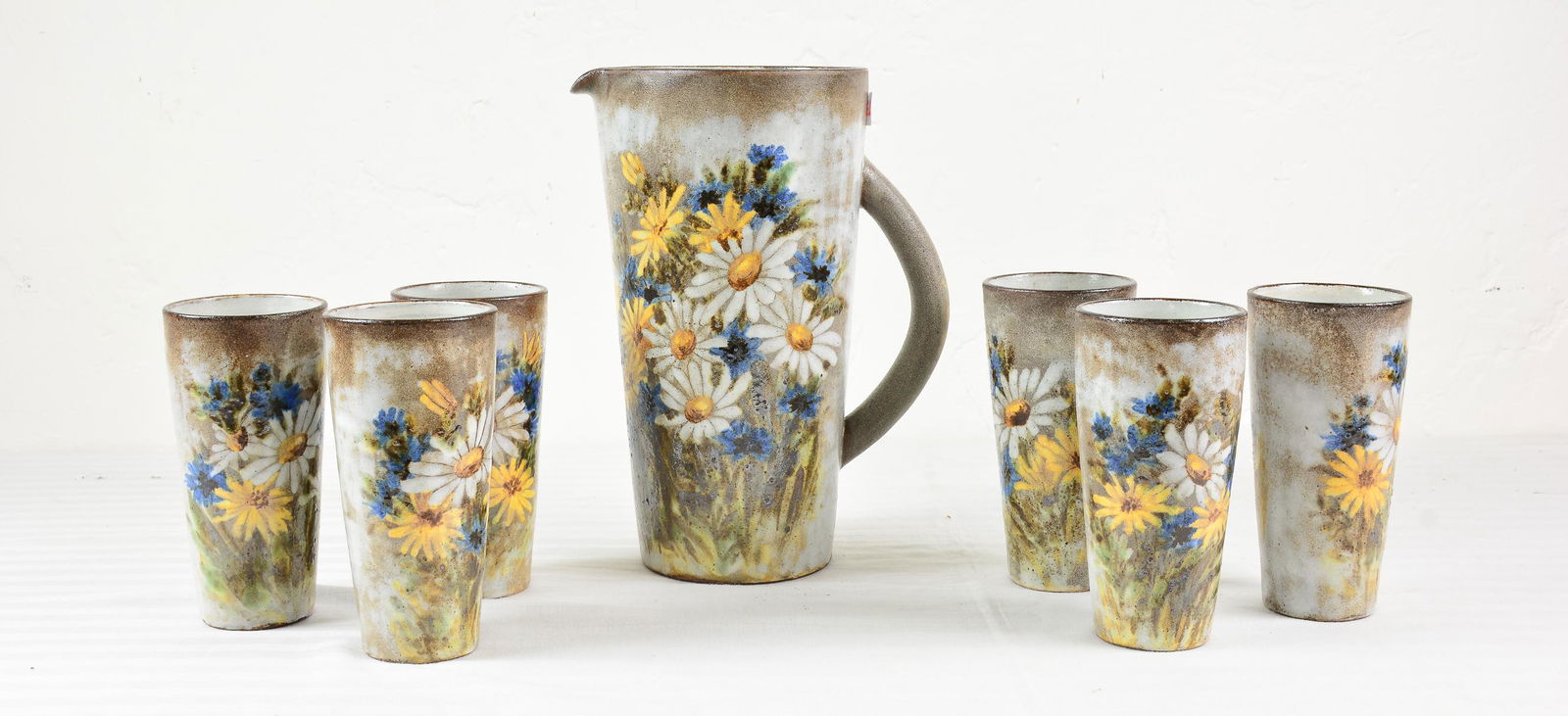 7pc Floral Painted Earthenware Drinks Set - Vallauris (1 of 3)