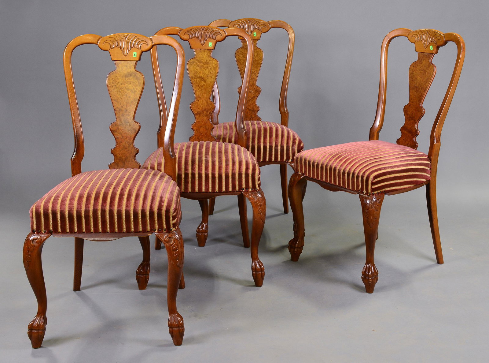 4 Walnut Chippendale Style Chairs: 4 Walnut Chippendale Style Chairs - 38 in tall x 18 x 18