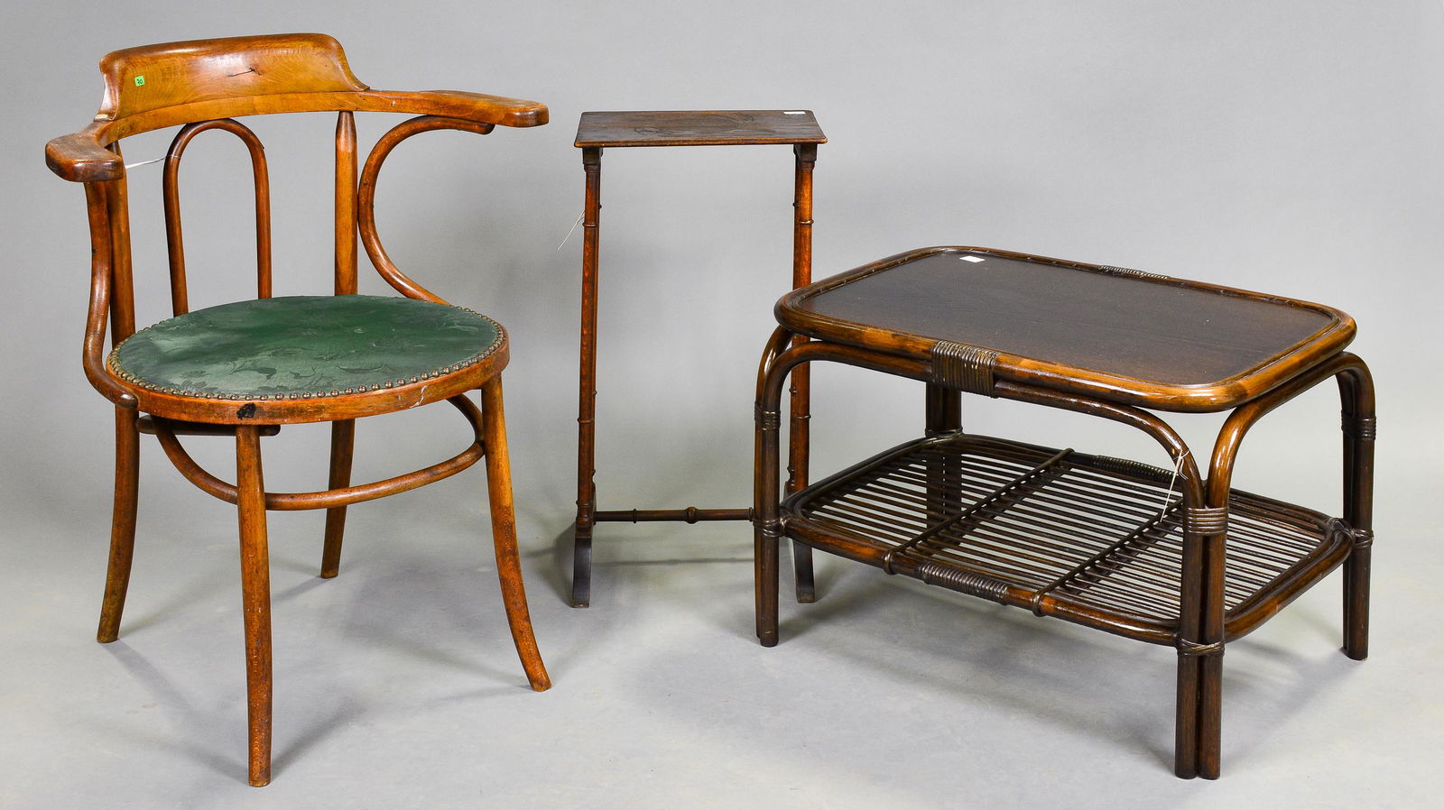 3pc - Bentwood Arm Chair, Coffee Table, Side Table (1 of 3)