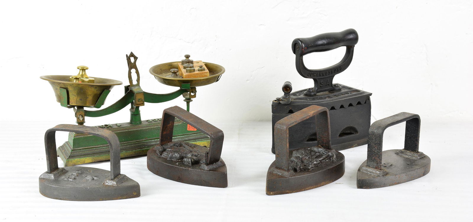 5 Antique Irons & 1 Balance Scale (1 of 4)