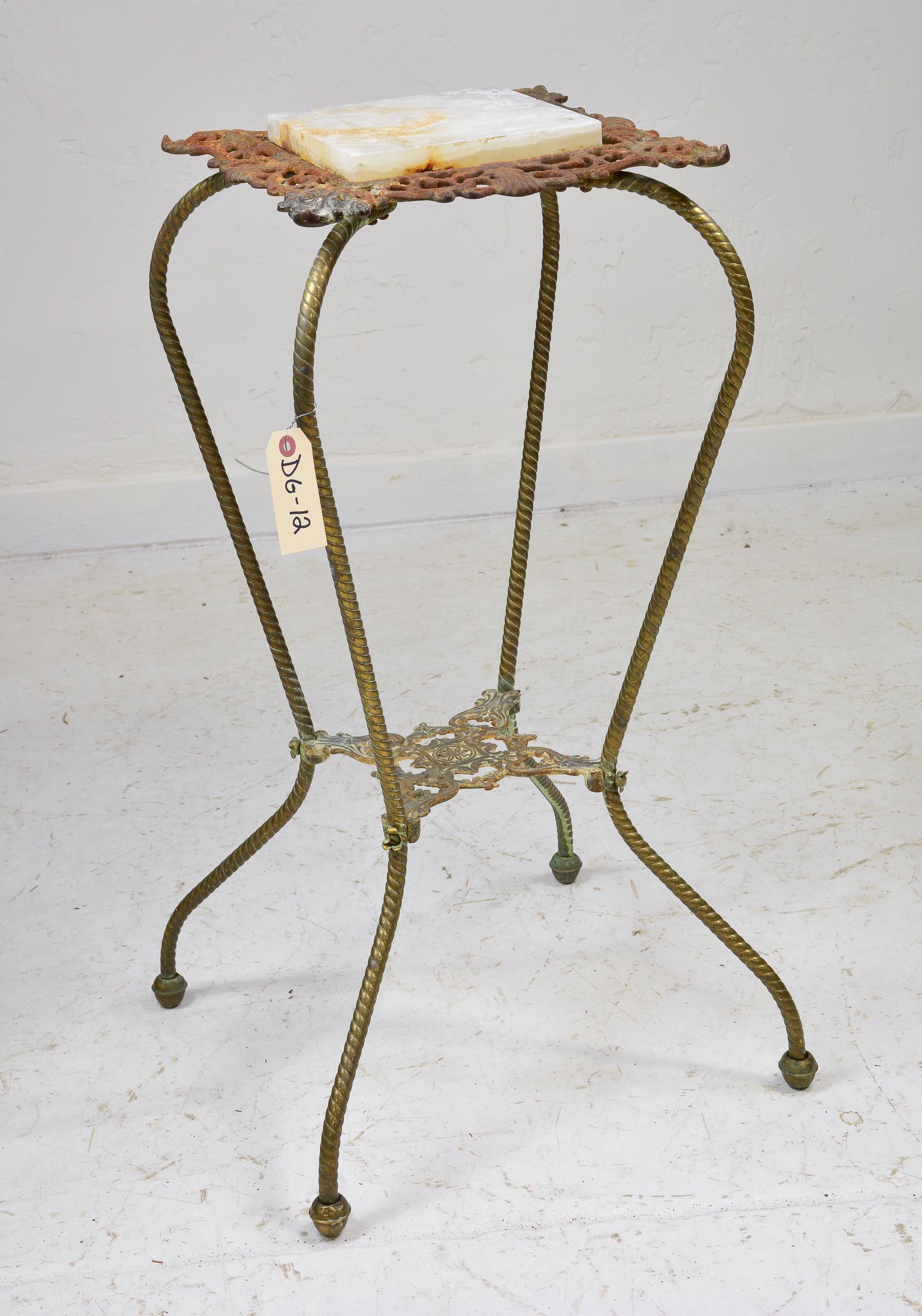 2 Tier Brass Marble Top Plant Stand (1 of 3)