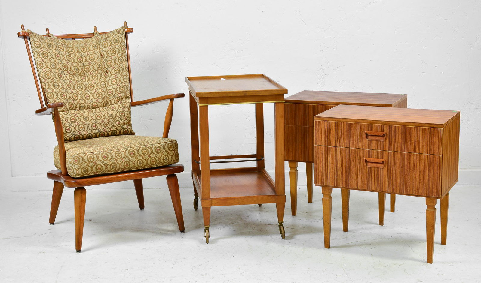 4pcs - Pair Of Modern Occasional Chest, Cart & Chair (1 of 5)