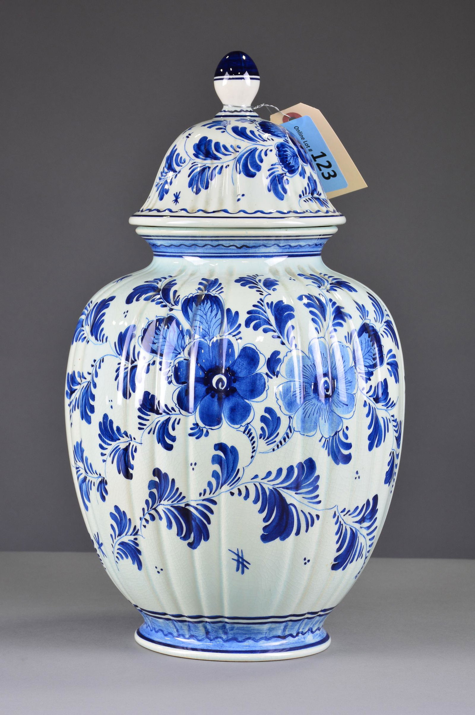 Delft Hand Painted Blue & White Urn (1 of 3)